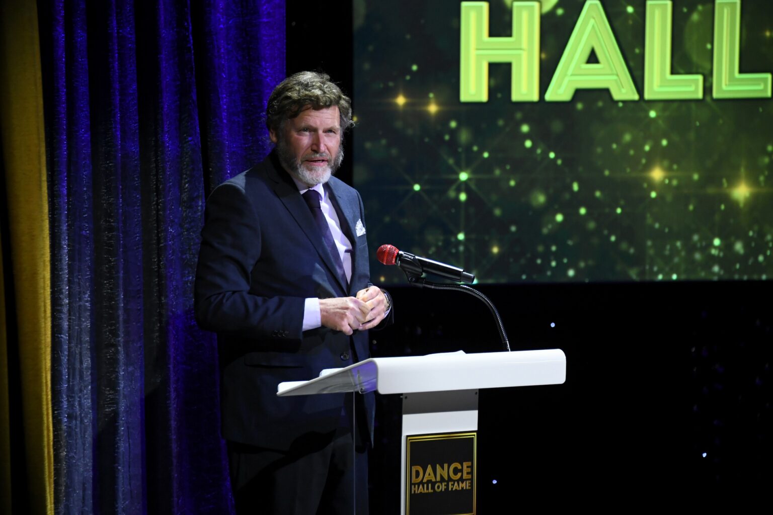 CULVER CITY, CALIFORNIA - DECEMBER 03: Allen Greenberg speaks onstage during the inaugural Dance Hall of Fame ceremony honoring the most influential artists in dance history at Glorya Kaufman Community Center on December 03, 2025 in Culver City, California. (Photo by Alberto E. Rodriguez/Getty Images for Dance Hall of Fame)