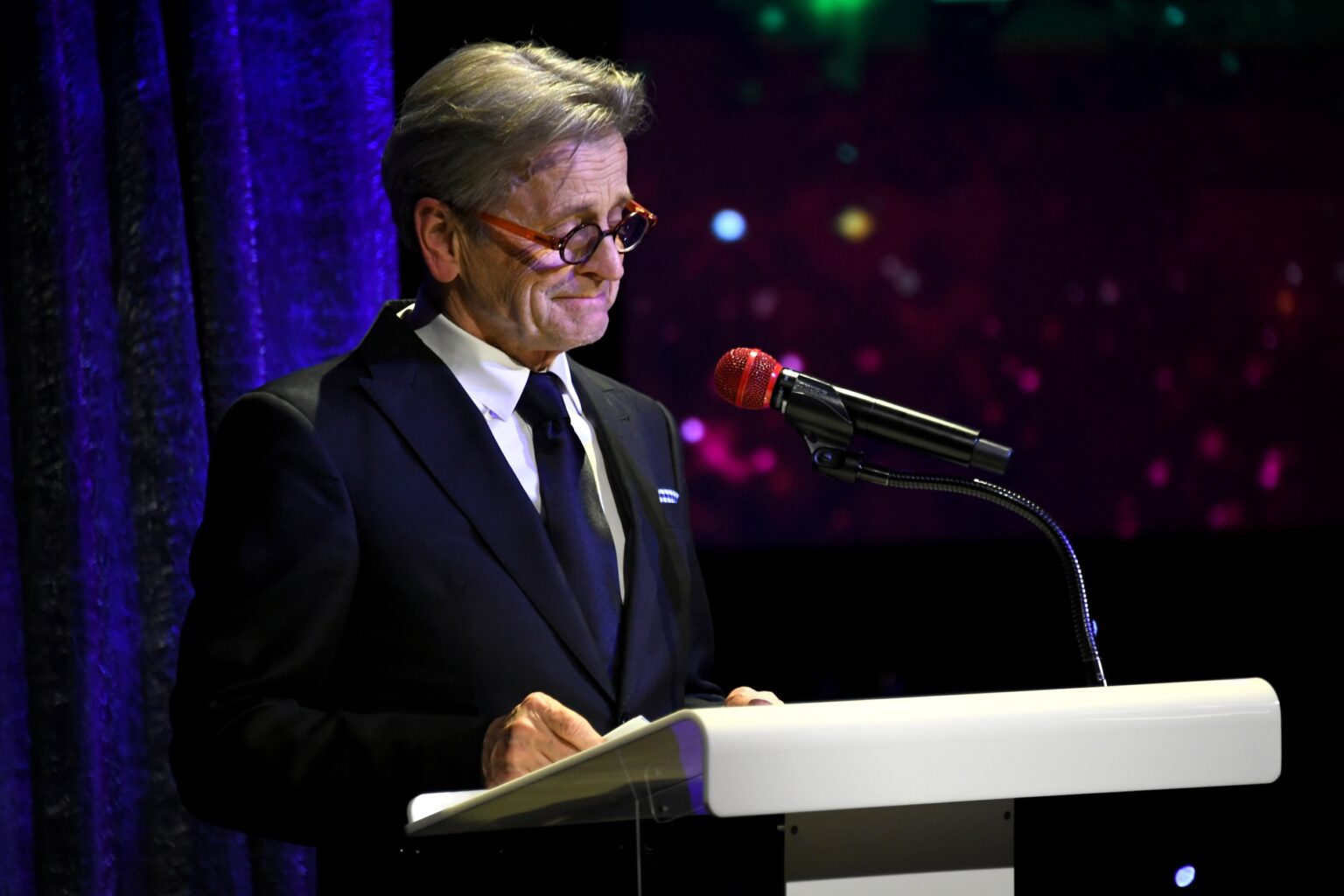 CULVER CITY, CALIFORNIA - DECEMBER 03: Mikhail Baryshnikov is inducted into the Dance Hall of Fame onstage during The Inaugural Dance Hall Of Fame Ceremony Honoring The Most Influential Artists In Dance History at Glorya Kaufman Community Center on December 03, 2025 in Culver City, California. (Photo by Alberto E. Rodriguez/Getty Images for Dance Hall of Fame)