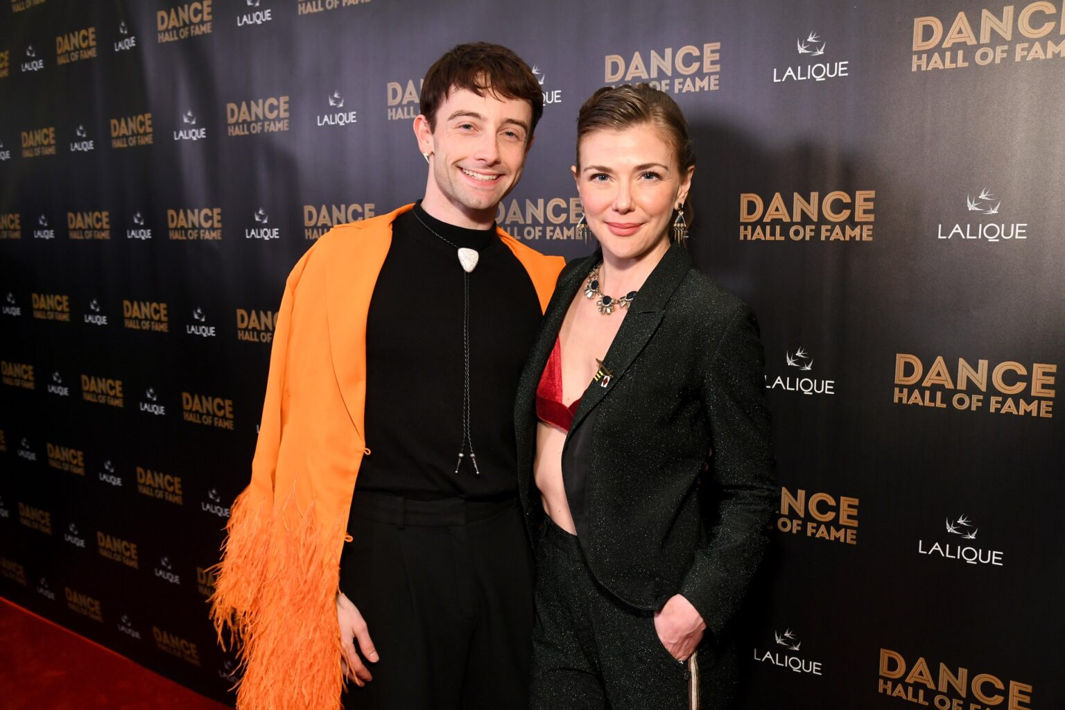 CULVER CITY, CALIFORNIA - DECEMBER 03: (L-R) Tony d'Alelio and Eliza Ohman attend the inaugural Dance Hall of Fame ceremony honoring the most influential artists in dance history at Glorya Kaufman Community Center on December 03, 2025 in Culver City, California. (Photo by Alberto E. Rodriguez/Getty Images for Dance Hall of Fame)