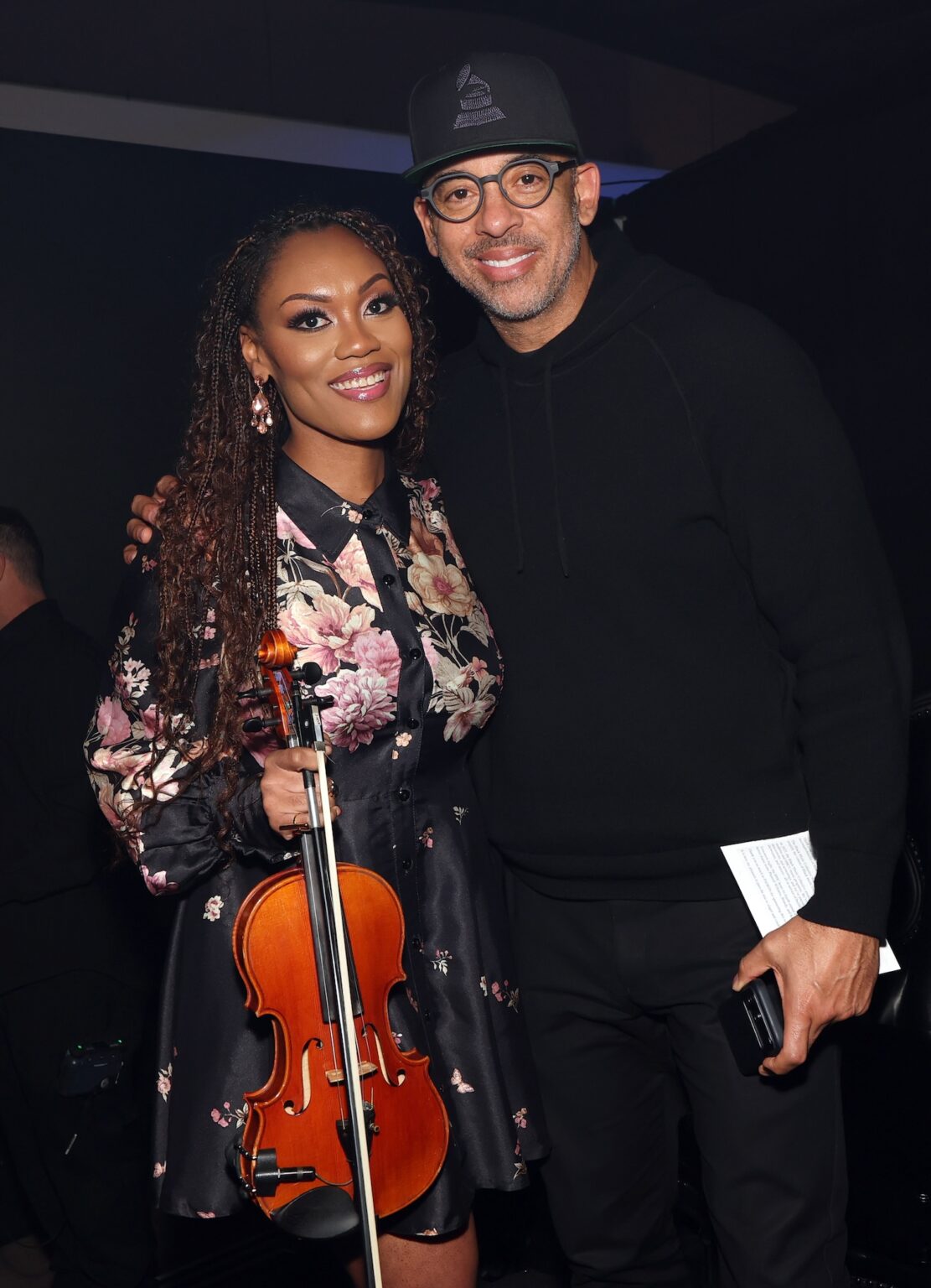 LOS ANGELES, CALIFORNIA - JANUARY 28: (L-R) Chelsey Green and Harvey Mason jr., CEO, the Recording Academy, attend A Celebration of Black Creators at GRAMMY House during the 68th GRAMMY Awards at Rolling Greens on January 28, 2026 in Los Angeles, California. (Photo by Monica Schipper/Getty Images for The Recording Academy)