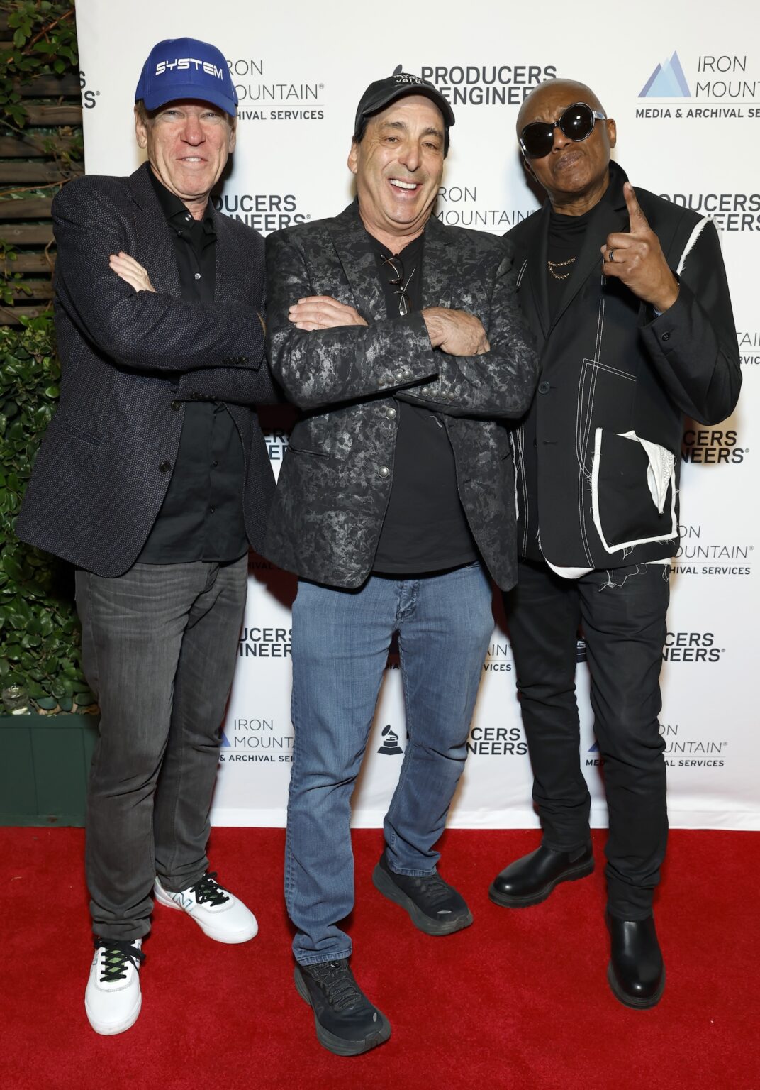 LOS ANGELES, CALIFORNIA - JANUARY 28: (L-R) David Frank of The System, Chris Lord-Alge, and Mic Murphy of The System attend the Producers & Engineers Wing GRAMMY Week Celebration at The Preserve LA on January 28, 2026 in Los Angeles, California. (Photo by Leon Bennett/Getty Images for The Recording Academy)