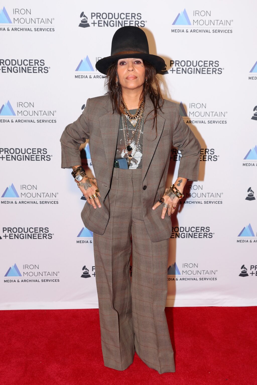 LOS ANGELES, CALIFORNIA - JANUARY 28: Linda Perry attends the Producers & Engineers Wing GRAMMY Week Celebration at The Preserve LA on January 28, 2026 in Los Angeles, California. (Photo by Maury Phillips/Getty Images for The Recording Academy)