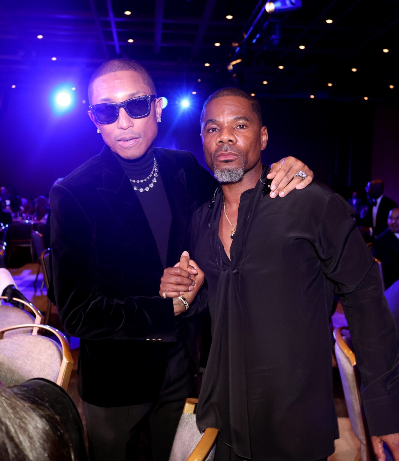 LOS ANGELES, CALIFORNIA - JANUARY 29: (L-R) Pharrell Williams and Kirk Franklin attend the 2026 Recording Academy Honors presented by The Black Music Collective during the 68th GRAMMY Awards on January 29, 2026 in Los Angeles, California. (Photo by Johnny Nunez/Getty Images for The Recording Academy)