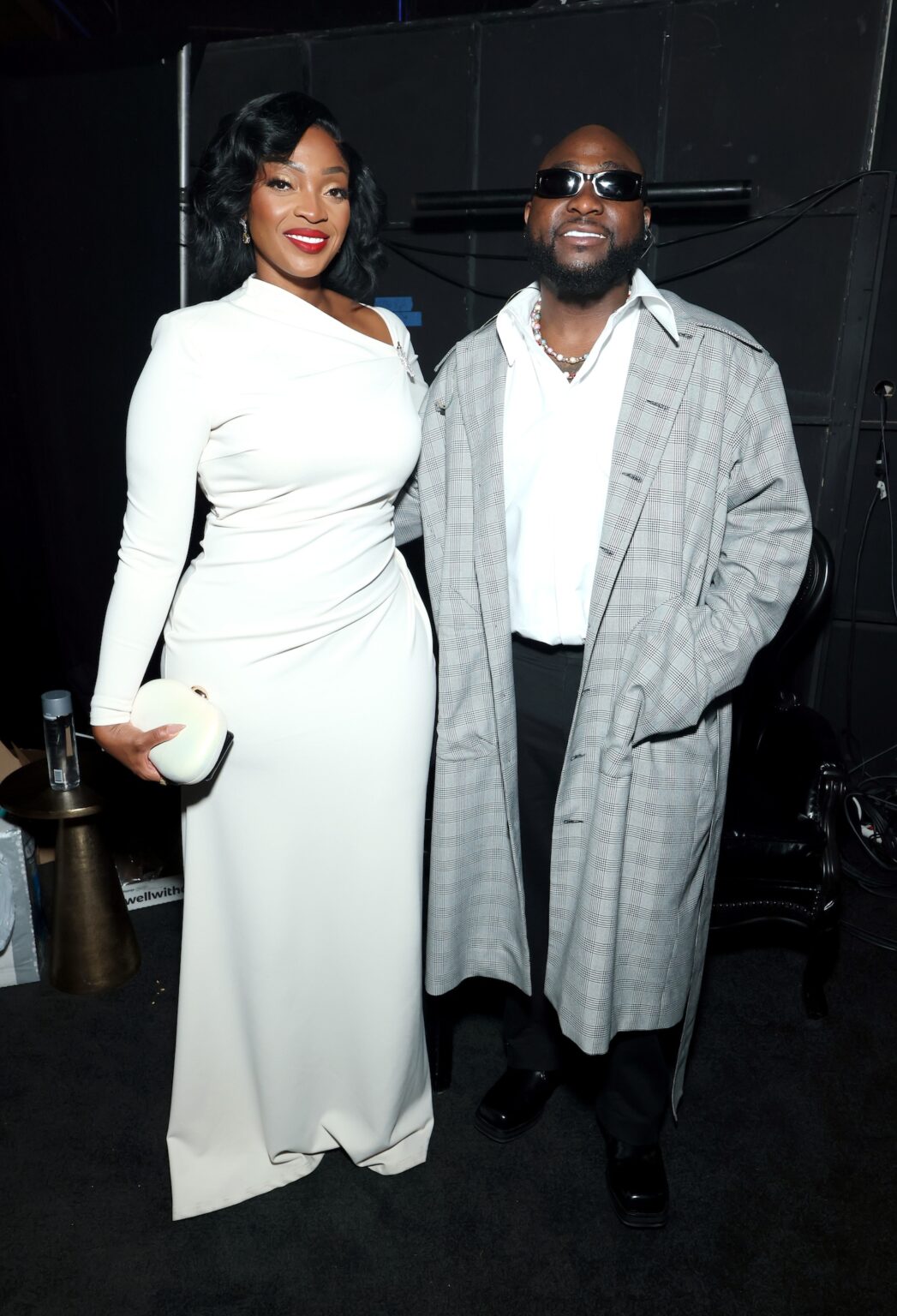 LOS ANGELES, CALIFORNIA - JANUARY 29: (L-R) Sharon Ademefun and Davido attend Global Mixtape at GRAMMY House during the 68th GRAMMY Awards at Rolling Greens on January 29, 2026 in Los Angeles, California. (Photo by Monica Schipper/Getty Images for The Recording Academy)