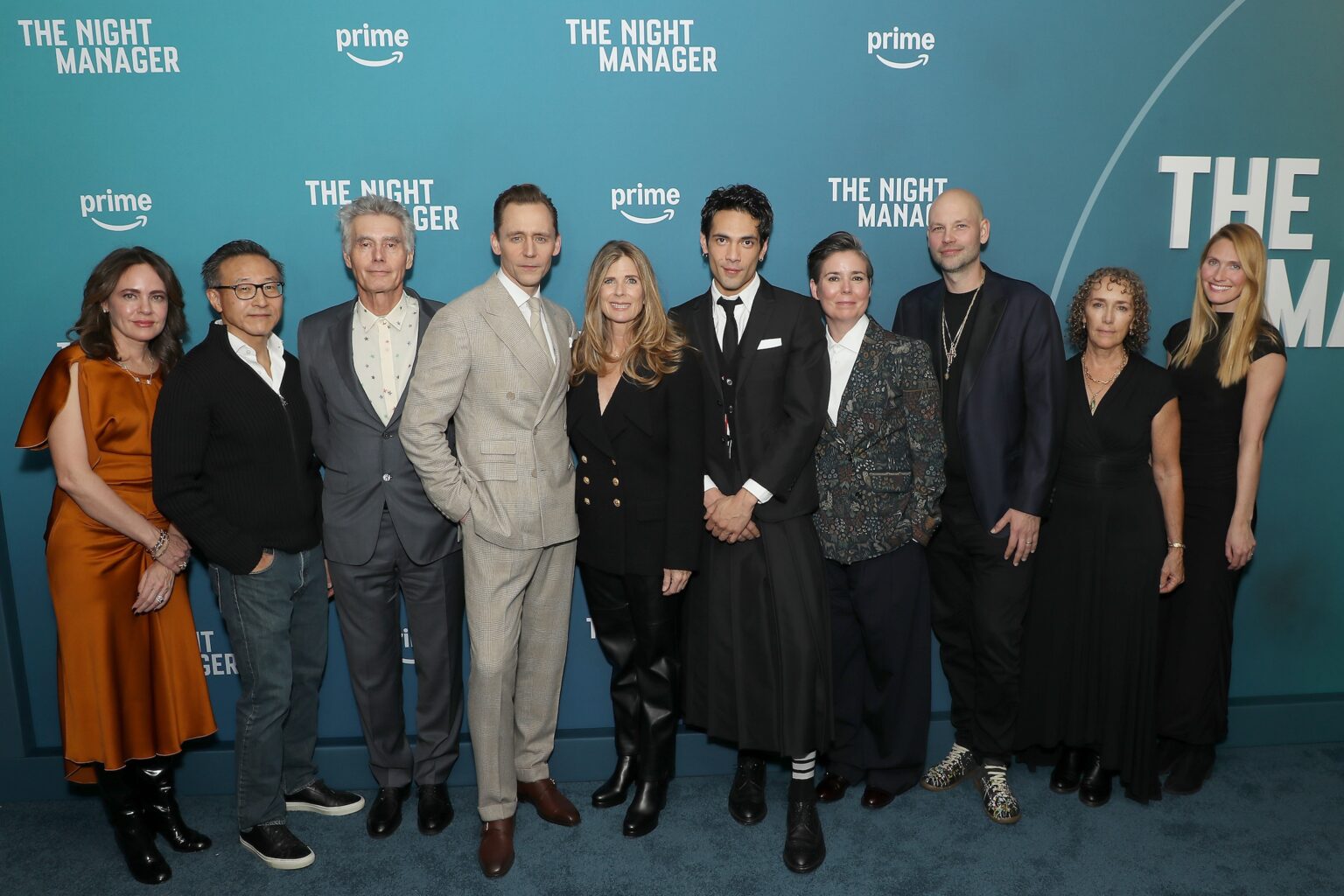 New York, New York - 1/7/26 - Michele Wolkoff, Joseph Tsai, Stephen Garrett, Tom Hiddleston, Nicole Clemens, Diego Calva, Georgi Banks-Davies, Chris Rice, Clarissa Ingram and Gemma Brandler attends the Amazon MGM Studios Special Screening of “The Night Manager” in New York - PICTURED: Michele Wolkoff, Joseph Tsai, Stephen Garrett, Tom Hiddleston, Nicole Clemens, Diego Calva, Georgi Banks-Davies, Chris Rice, Clarissa Ingram and Gemma Brandler - PHOTO by: Marion Curtis / StarPix - Location: Metrograph