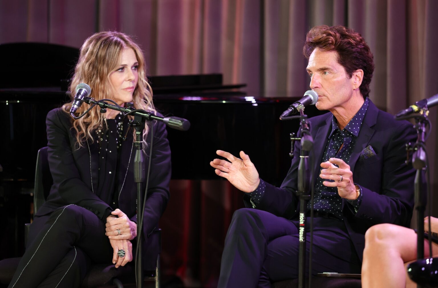 LOS ANGELES, CALIFORNIA - JANUARY 27: (L-R) Rita Wilson and Richard Marx speak during GRAMMY Studios Presents: Liner Notes during the 68th GRAMMY Awards at GRAMMY Museum on January 27, 2026 in Los Angeles, California. (Photo by Kevin Winter/Getty Images for The Recording Academy)