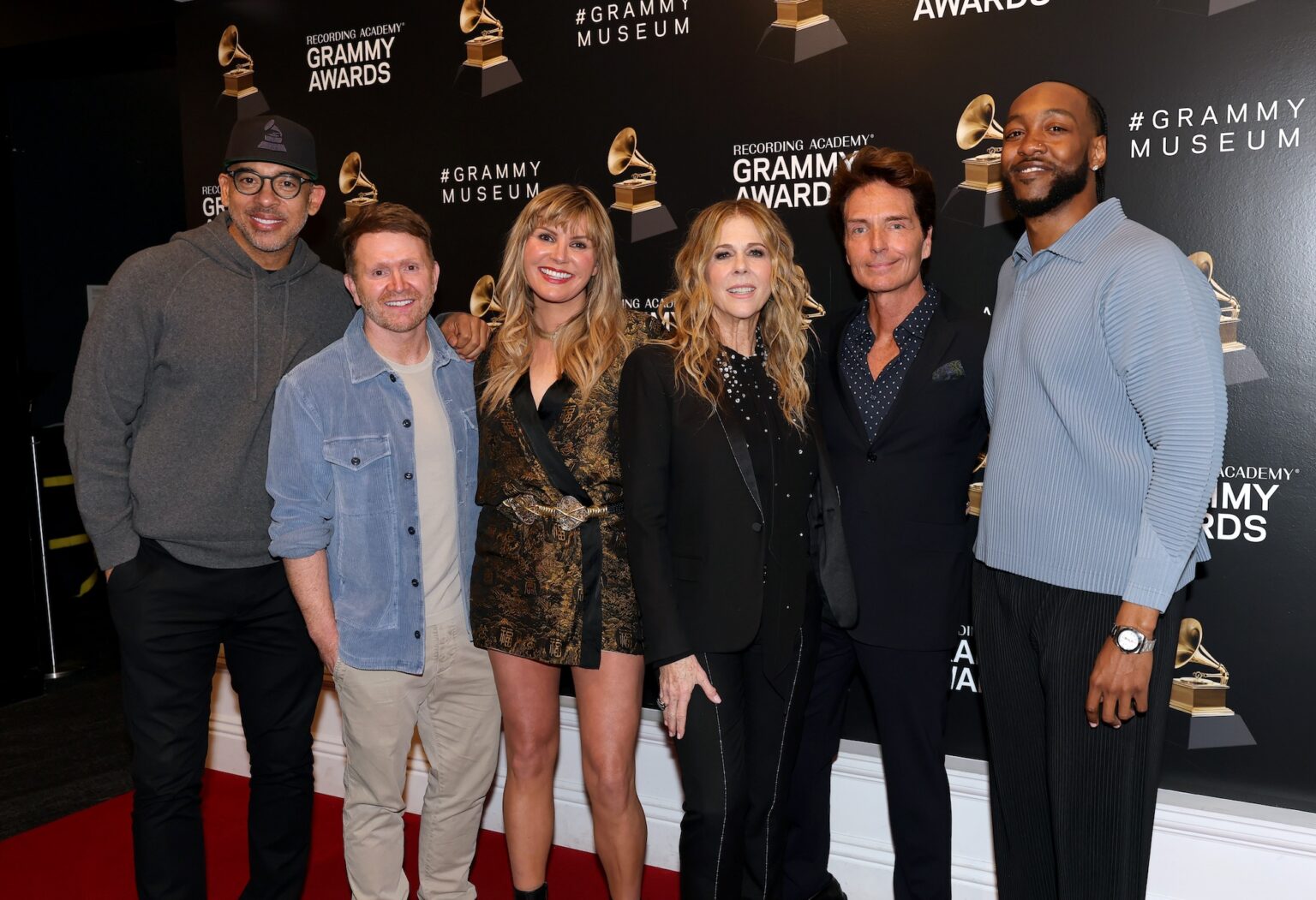 LOS ANGELES, CALIFORNIA - JANUARY 27: (L-R) Harvey Mason jr., CEO, the Recording Academy, Shane McAnally, Grace Potter, Rita Wilson, Richard Marx and Ant Clemons attends GRAMMY Studios Presents: Liner Notes during the 68th GRAMMY Awards at GRAMMY Museum on January 27, 2026 in Los Angeles, California. (Photo by Kevin Winter/Getty Images for The Recording Academy)