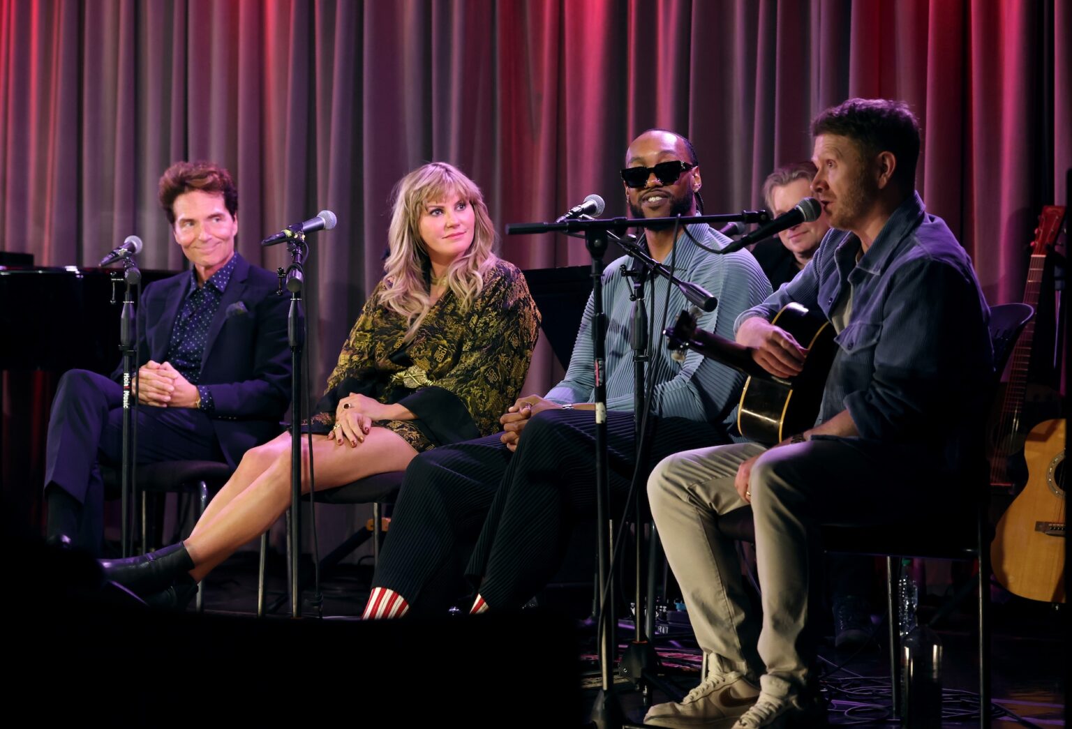 LOS ANGELES, CALIFORNIA - JANUARY 27: (L-R) Richard Marx, Grace Potter, Ant Clemons and Shane McAnally speak onstage during GRAMMY Studios Presents: Liner Notes during the 68th GRAMMY Awards at GRAMMY Museum on January 27, 2026 in Los Angeles, California. (Photo by Kevin Winter/Getty Images for The Recording Academy)