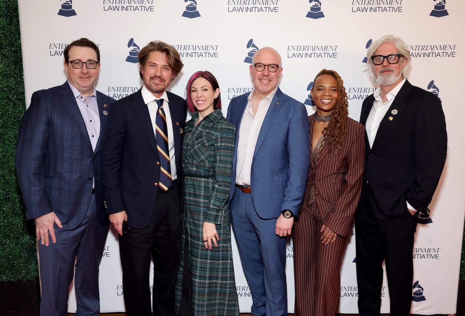 LOS ANGELES, CALIFORNIA - JANUARY 30: (L-R) Sean Flahaven, Taylor Hanson, Dani Deahl, Todd Dupler, Divinity Roxx and Matt Maher attend the 68th GRAMMY Awards - 28th Annual Entertainment Law Initiative Luncheon on January 30, 2026 in Los Angeles, California. (Photo by Jesse Grant/Getty Images for The Recording Academy)
