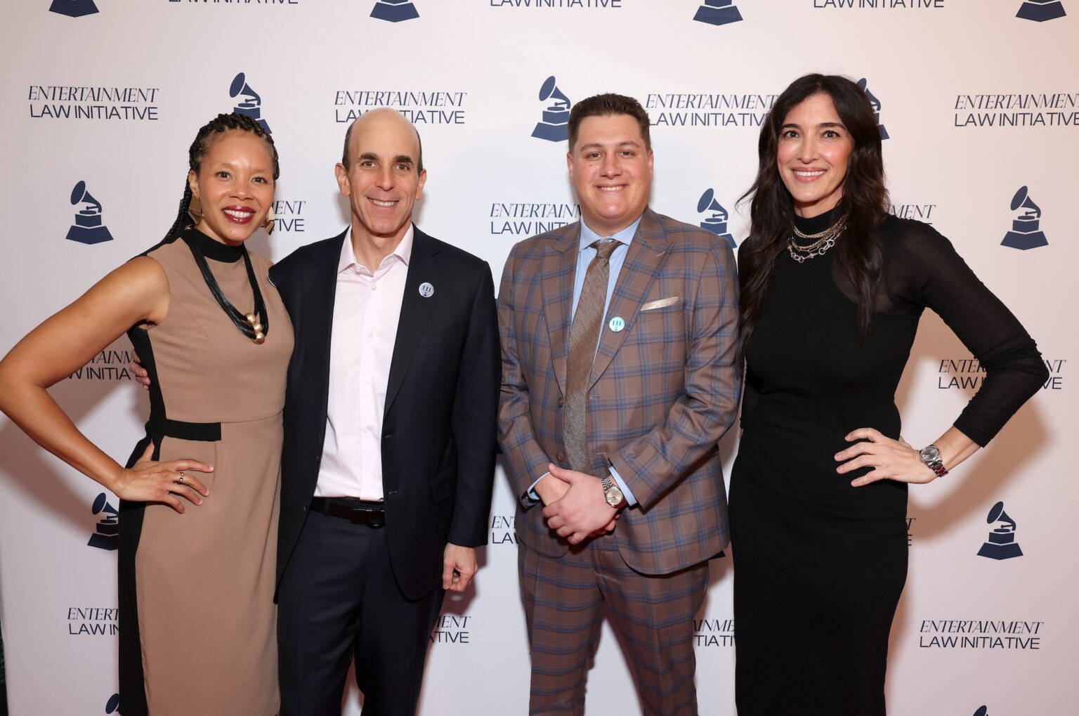 LOS ANGELES, CALIFORNIA - JANUARY 30: (L-R) Kelley Purcell, Bobby Rosenbloum, Justin Fisher and Renee Karalian attend the 68th GRAMMY Awards - 28th Annual Entertainment Law Initiative Luncheon on January 30, 2026 in Los Angeles, California. (Photo by Jesse Grant/Getty Images for The Recording Academy)