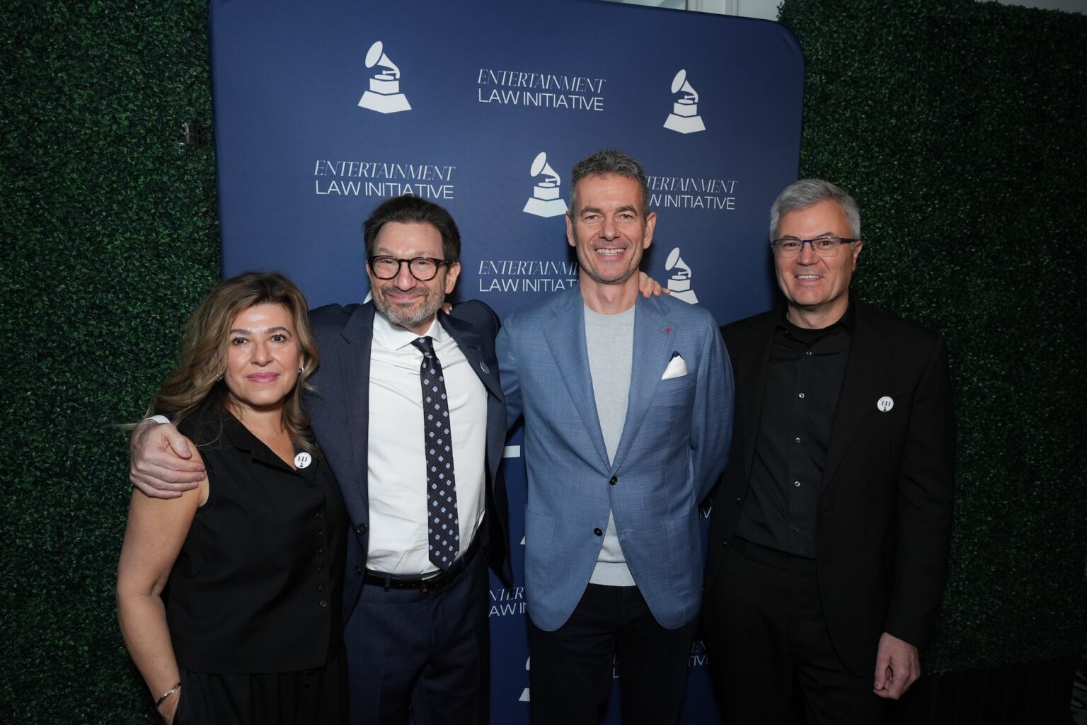LOS ANGELES, CALIFORNIA - JANUARY 30: Maria Osherova, Paul Robinson, Robert Kyncl and Armin Zerza during the 68th GRAMMY Awards - 28th Annual Entertainment Law Initiative Luncheon on January 30, 2026 in Los Angeles, California. (Photo by Gonzalo Marroquin/Getty Images for The Recording Academy)