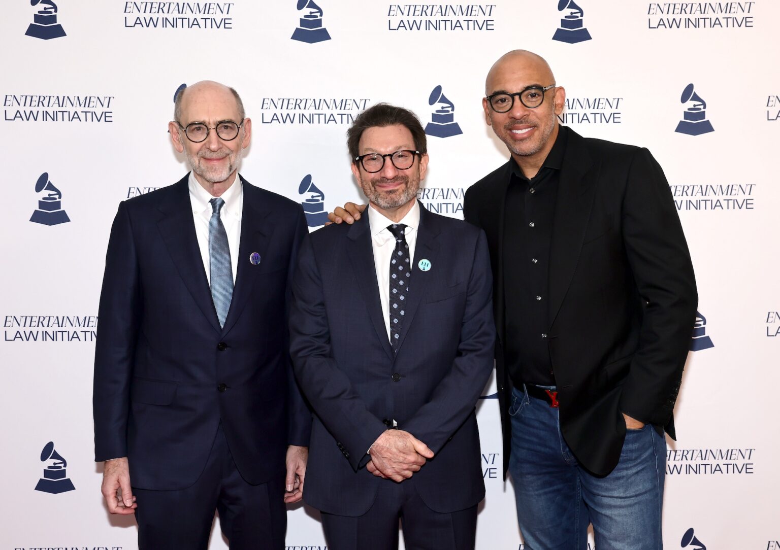 LOS ANGELES, CALIFORNIA - JANUARY 30: (L-R) Fred Wistow, Paul Robinson and Harvey Mason jr., CEO, the Recording Academy, attend the 28th Annual Entertainment Law Initiative Luncheon during the 68th GRAMMY Awards on January 30, 2026 in Los Angeles, California. (Photo by Emma McIntyre/Getty Images for The Recording Academy)