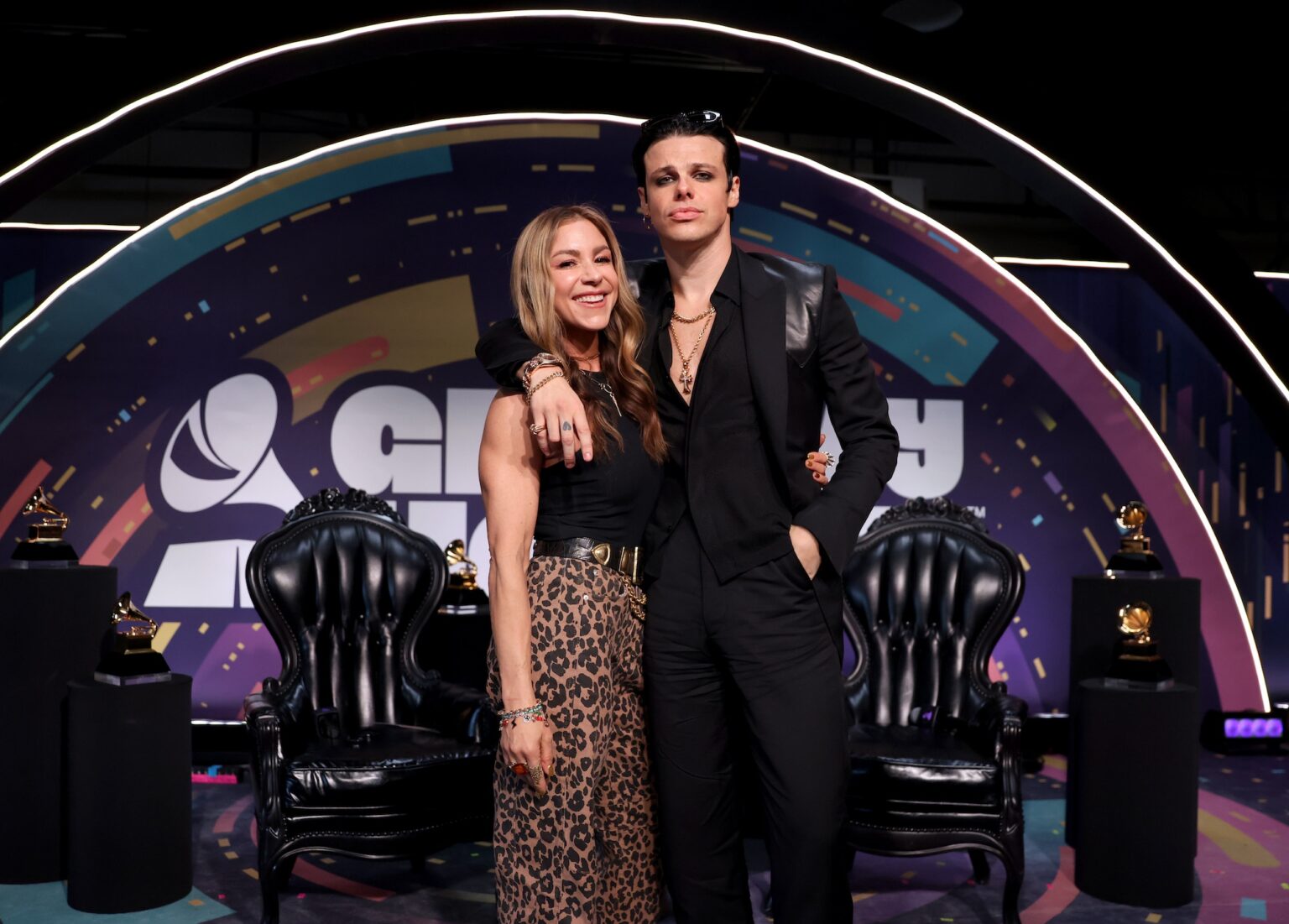 LOS ANGELES, CALIFORNIA - JANUARY 30: (L-R) Allison Hagendorf and Yungblud attend the GRAMMY U Masterclass during the 68th GRAMMY Awards at Rolling Greens on January 30, 2026 in Los Angeles, California. (Photo by Anna Webber/Getty Images for The Rceording Academy)