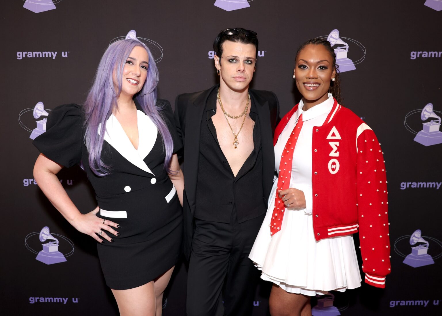 LOS ANGELES, CALIFORNIA - JANUARY 30: (L-R) Jessie Allen, Managing Director, GRAMMY U, Yungblud and Chelsey Green attend the GRAMMY U Masterclass during the 68th GRAMMY Awards at Rolling Greens on January 30, 2026 in Los Angeles, California. (Photo by Anna Webber/Getty Images for The Rceording Academy)
