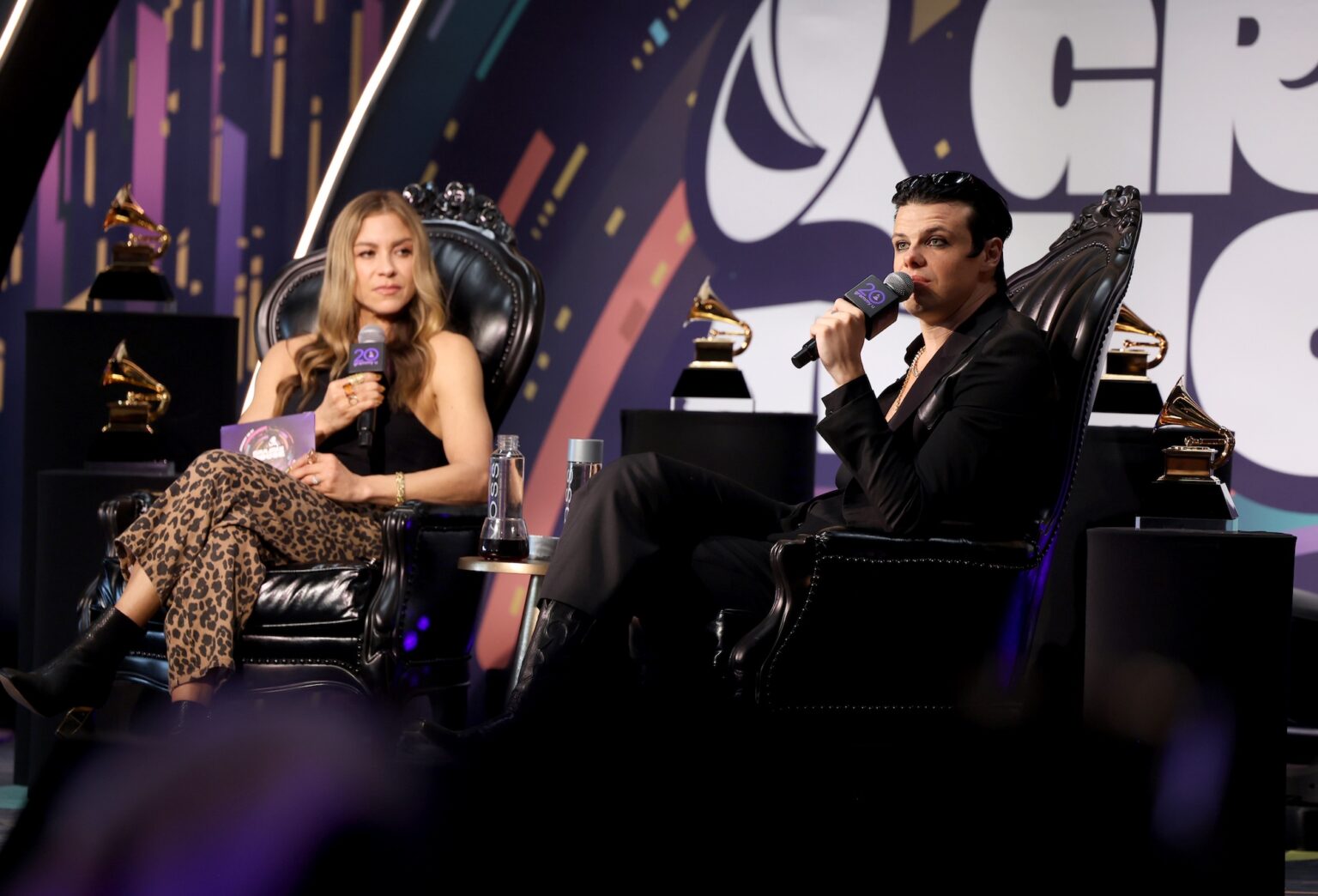 LOS ANGELES, CALIFORNIA - JANUARY 30: (L-R) Allison Hagendorf and Yungblud speak onstage during the GRAMMY U Masterclass during the 68th GRAMMY Awards at Rolling Greens on January 30, 2026 in Los Angeles, California. (Photo by Anna Webber/Getty Images for The Rceording Academy)