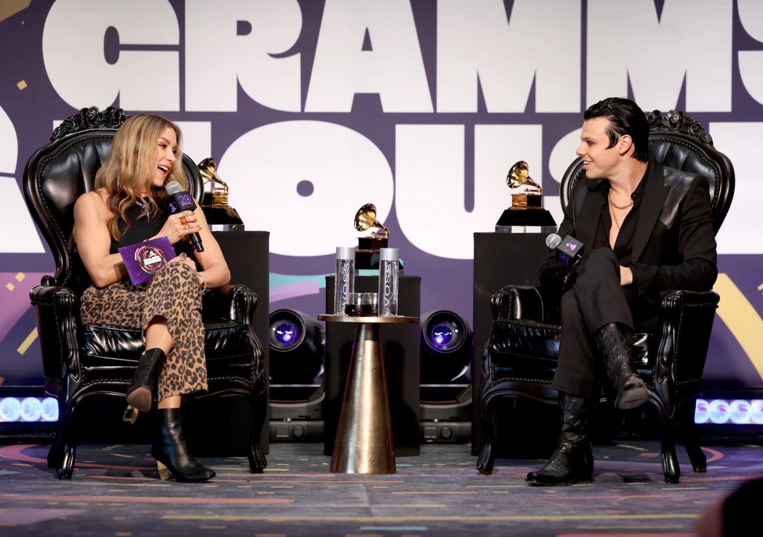LOS ANGELES, CALIFORNIA - JANUARY 30: (L-R) Allison Hagendorf and Yungblud speak onstage during the GRAMMY U Masterclass during the 68th GRAMMY Awards at Rolling Greens on January 30, 2026 in Los Angeles, California. (Photo by Anna Webber/Getty Images for The Rceording Academy)