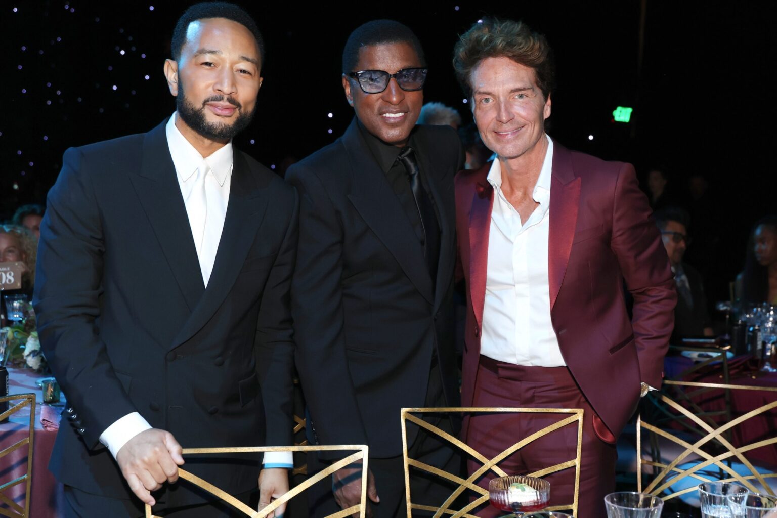 LOS ANGELES, CALIFORNIA - JANUARY 30: (L-R) John Legend, Babyface, and Richard Marx attend 2026 MusiCares Person of the Year Honoring Mariah Carey on January 30, 2026 in Los Angeles, California. (Photo by Kevin Mazur/Getty Images for The Recording Academy)