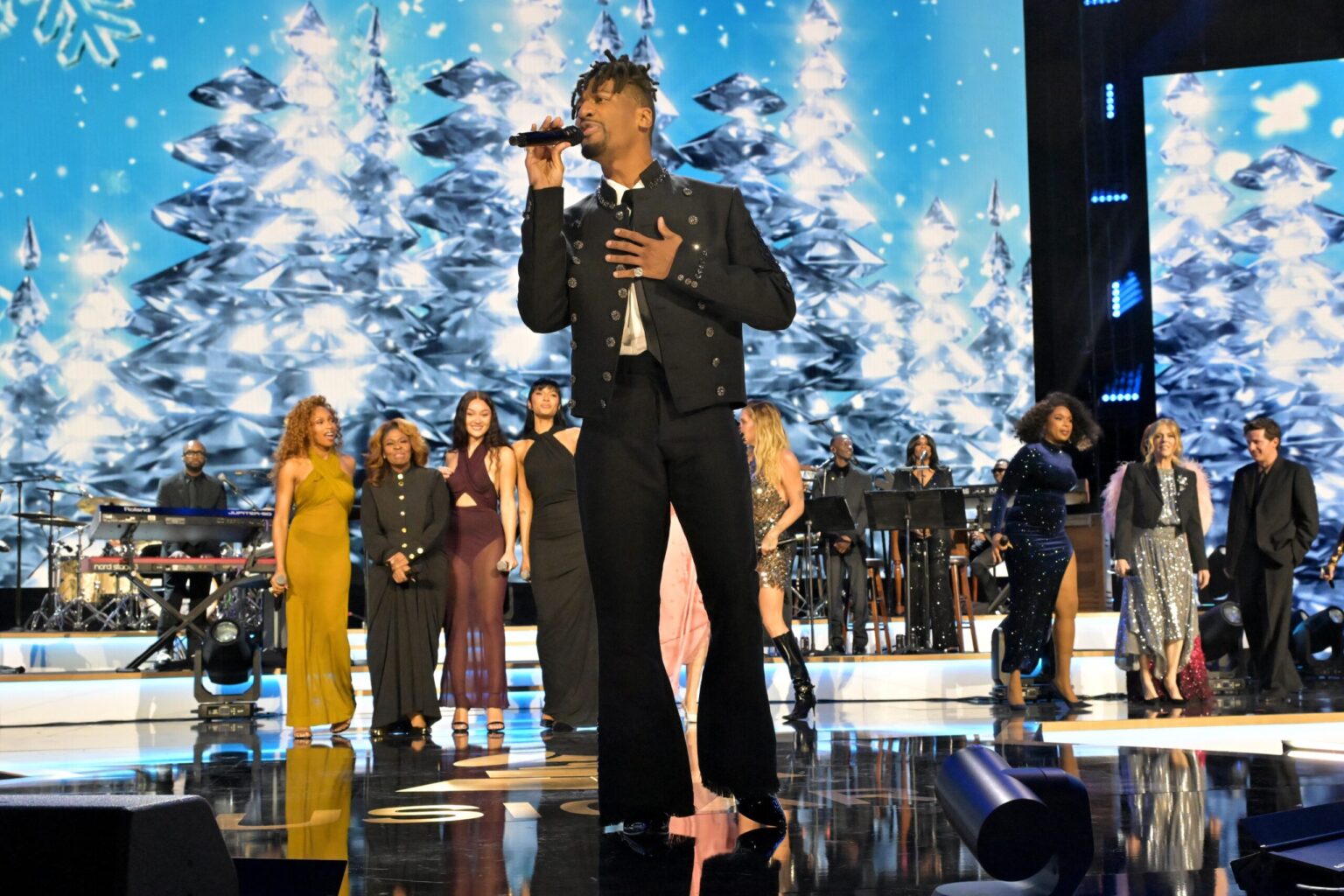 LOS ANGELES, CALIFORNIA - JANUARY 30: Jon Batiste performs onstage during 2026 MusiCares Person of the Year Honoring Mariah Carey on January 30, 2026 in Los Angeles, California. (Photo by Lester Cohen/Getty Images for The Recording Academy)
