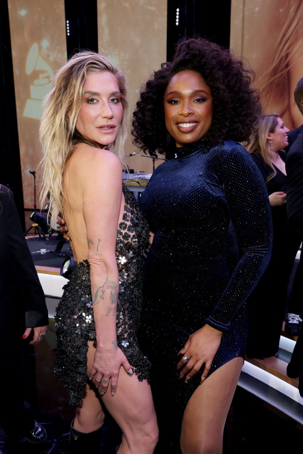 LOS ANGELES, CALIFORNIA - JANUARY 30: (L-R) Kesha and Jennifer Hudson attend 2026 MusiCares Person of the Year Honoring Mariah Carey on January 30, 2026 in Los Angeles, California. (Photo by Kevin Mazur/Getty Images for The Recording Academy)