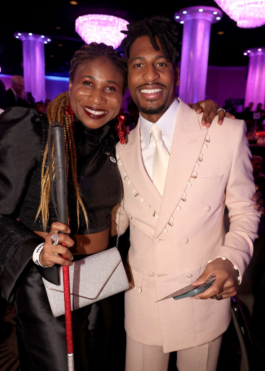 LOS ANGELES, CALIFORNIA - JANUARY 31: (L-R) Lachi and Jon Batiste attend the 68th GRAMMY Awards Pre-GRAMMY Gala & GRAMMY Salute to Industry Icons Honoring Avery Lipman & Monte Lipman on January 31, 2026 in Los Angeles, California. (Photo by Johnny Nunez/Getty Images for The Recording Academy)