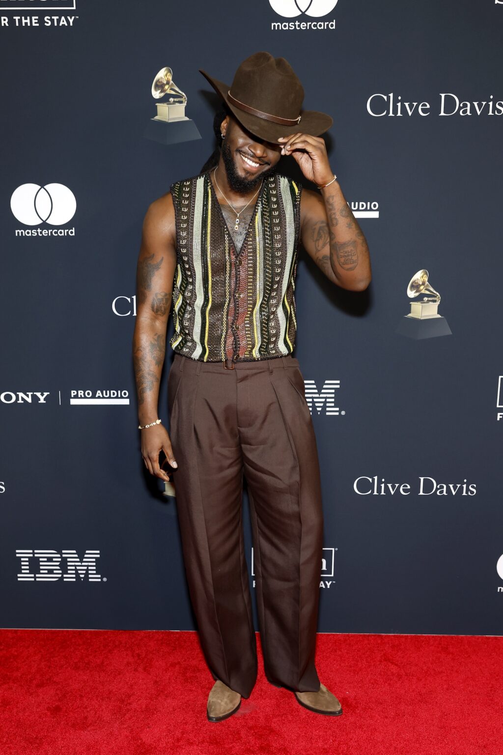 LOS ANGELES, CALIFORNIA - JANUARY 31: Shaboozey attends the 68th GRAMMY Awards Pre-GRAMMY Gala & GRAMMY Salute to Industry Icons Honoring Avery Lipman & Monte Lipman on January 31, 2026 in Los Angeles, California. (Photo by Leon Bennett/Getty Images for The Recording Academy)