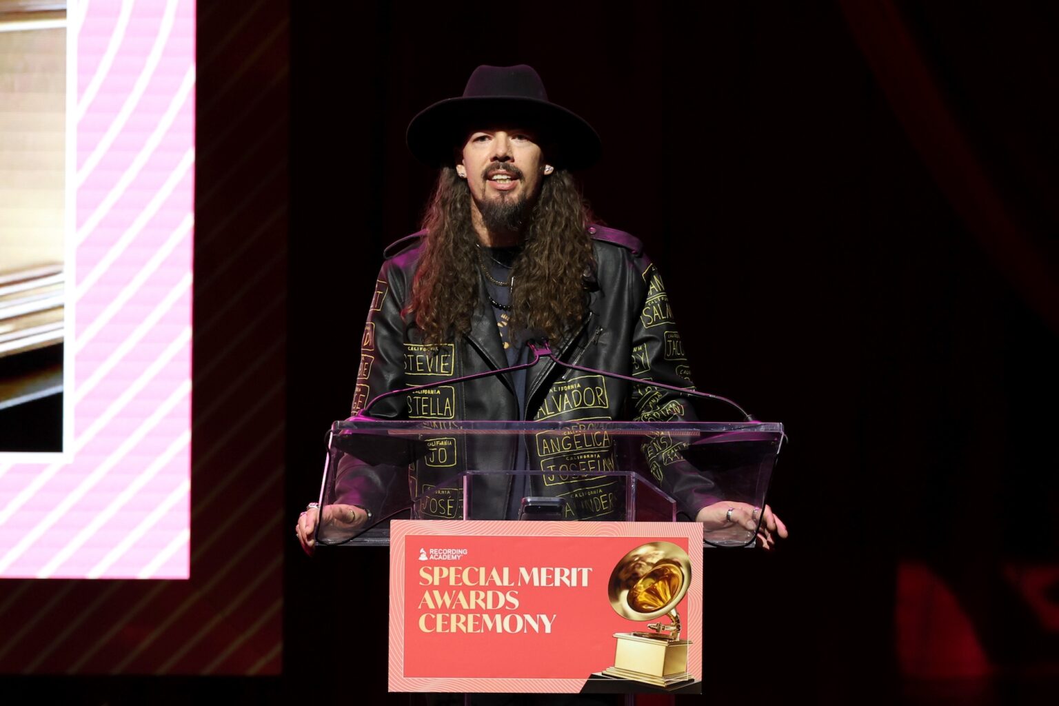 LOS ANGELES, CALIFORNIA - JANUARY 31: Salvador Santana speaks onstage during the Special Merit Awards Ceremony & 68th Annual GRAMMY Nominees Reception during the 68th GRAMMY Awards on January 31, 2026 in Los Angeles, California. (Photo by Monica Schipper/Getty Images for The Recording Academy)