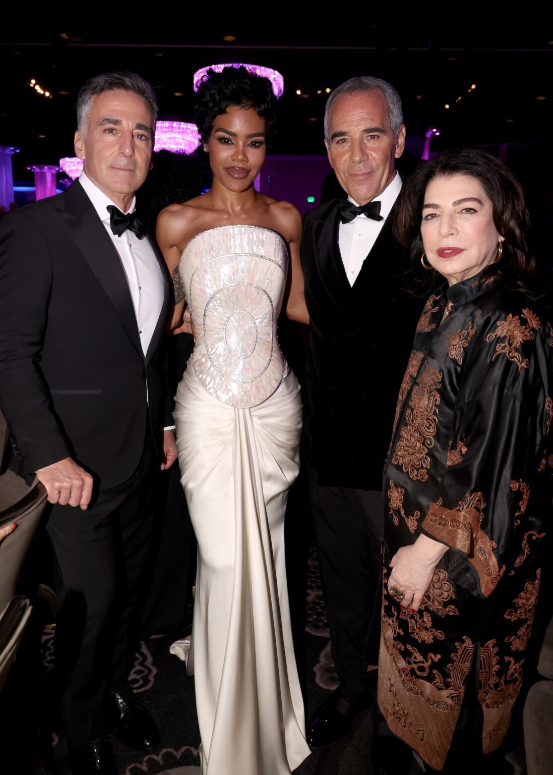 LOS ANGELES, CALIFORNIA - JANUARY 31: (L-R) Honoree Avery Lipman, Teyana Taylor, honoree Monte Lipman, and Michele Anthony, EVP, Universal Music Group attend the 68th GRAMMY Awards Pre-GRAMMY Gala & GRAMMY Salute to Industry Icons Honoring Avery Lipman & Monte Lipman on January 31, 2026 in Los Angeles, California. (Photo by Johnny Nunez/Getty Images for The Recording Academy)