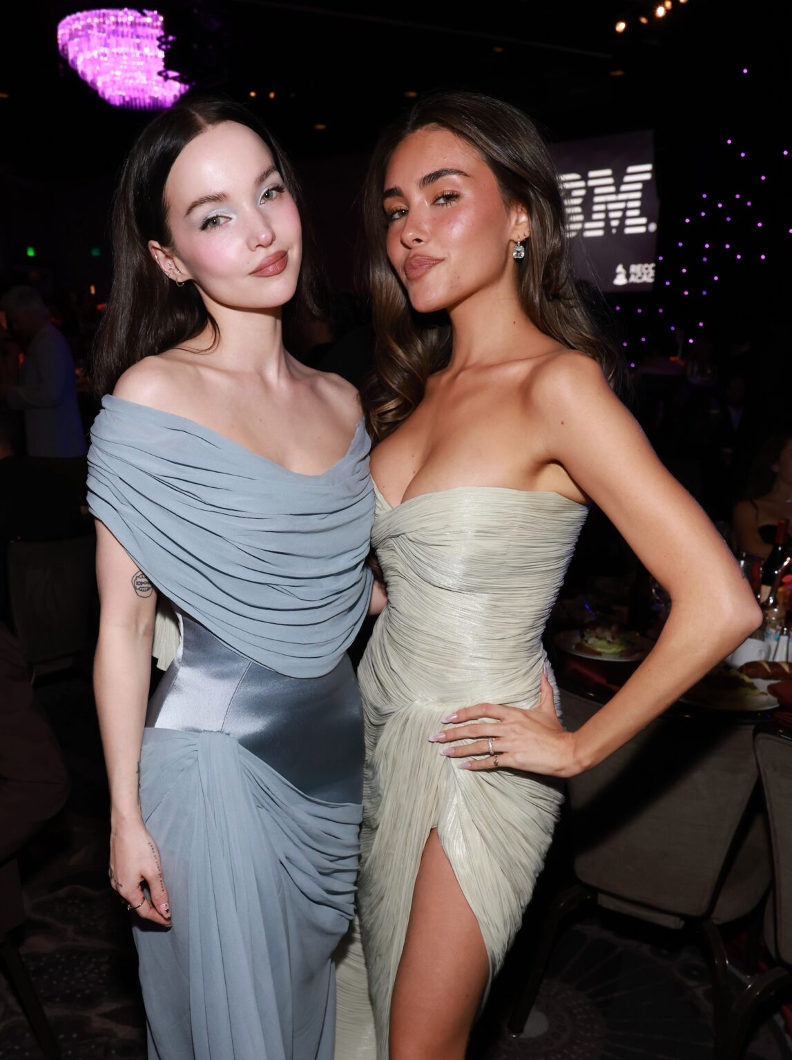 LOS ANGELES, CALIFORNIA - JANUARY 31: (L-R) Dove Cameron and Madison Beer attend the 68th GRAMMY Awards Pre-GRAMMY Gala & GRAMMY Salute to Industry Icons Honoring Avery Lipman & Monte Lipman on January 31, 2026 in Los Angeles, California. (Photo by Kevin Mazur/Kevin Mazur/Getty Images for The Recording Academy)
