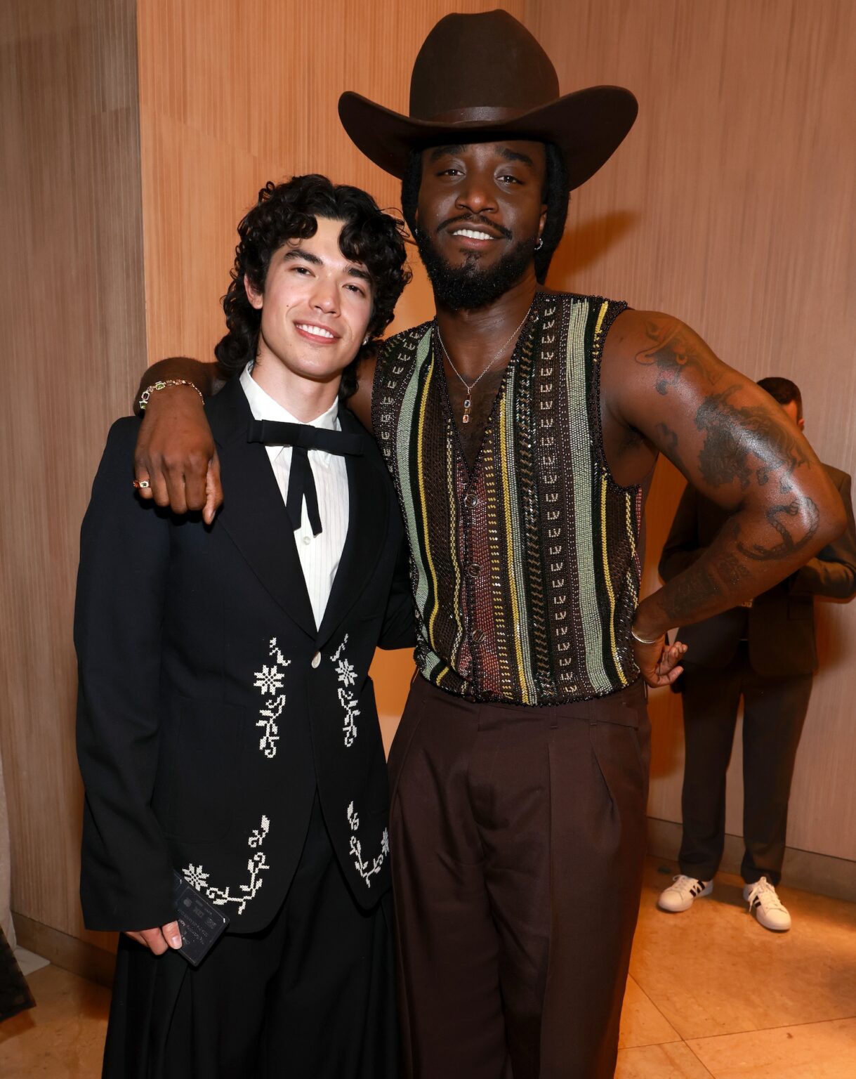LOS ANGELES, CALIFORNIA - JANUARY 31: (L-R) Conan Gray and Shaboozey attend the 68th GRAMMY Awards Pre-GRAMMY Gala & GRAMMY Salute to Industry Icons Honoring Avery Lipman & Monte Lipman on January 31, 2026 in Los Angeles, California. (Photo by Kevin Mazur/Kevin Mazur/Getty Images for The Recording Academy)