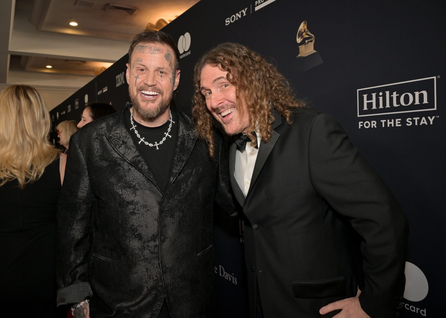 LOS ANGELES, CALIFORNIA - JANUARY 31: (L-R) Jelly Roll and Weird Al Yankovic attend the 68th GRAMMY Awards Pre-GRAMMY Gala & GRAMMY Salute to Industry Icons Honoring Avery Lipman & Monte Lipman on January 31, 2026 in Los Angeles, California. (Photo by Lester Cohen/Getty Images for The Recording Academy)