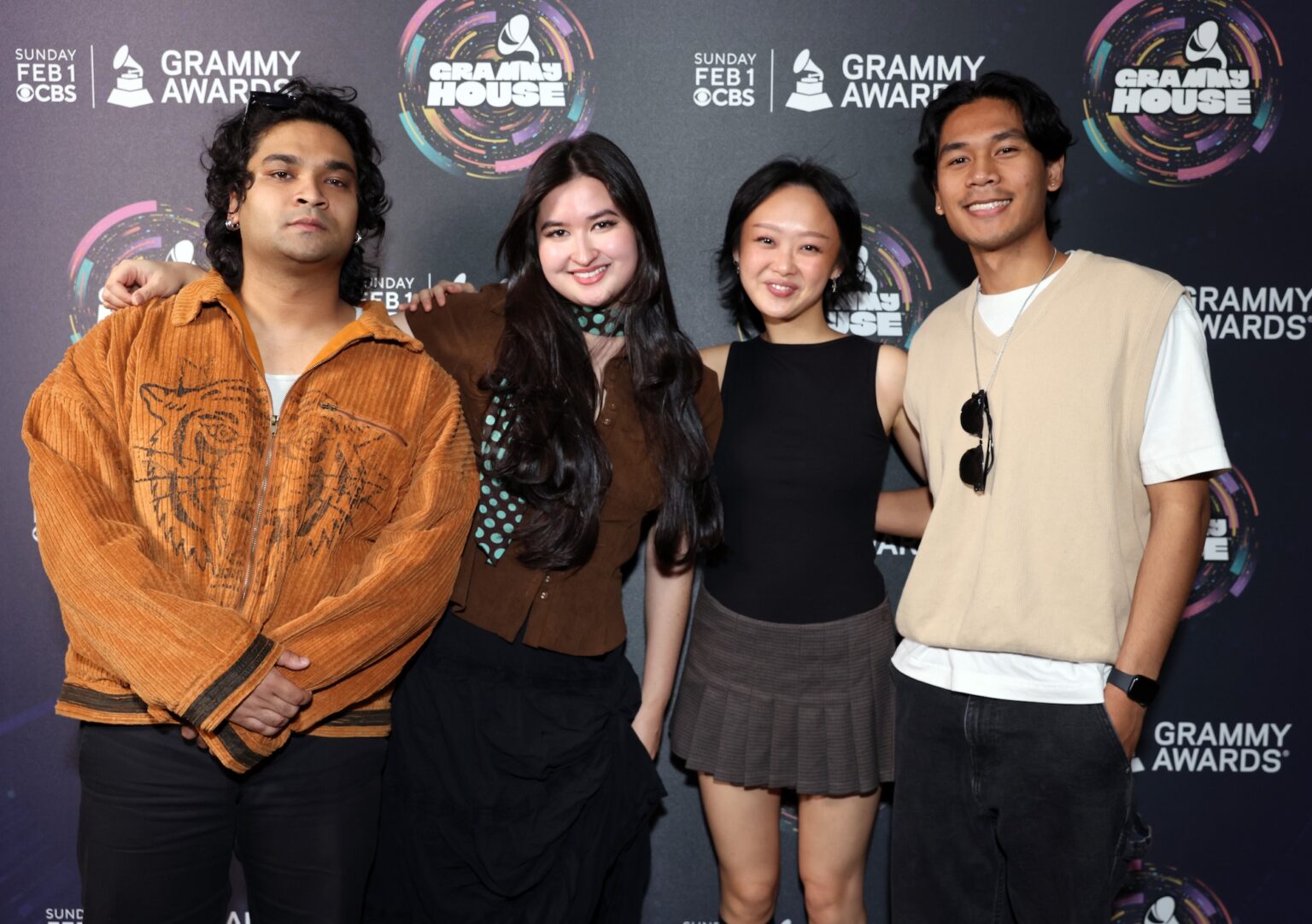 LOS ANGELES, CALIFORNIA - JANUARY 31: (L-R) Tyler Nam, Stephanie Poetri, Dorothy Chan and SAYAK DAS attend Golden Hour at GRAMMY House during the 68th GRAMMY Awards at Rolling Greens on January 31, 2026 in Los Angeles, California. (Photo by Anna Webber/Getty Images for The Recording Academy)