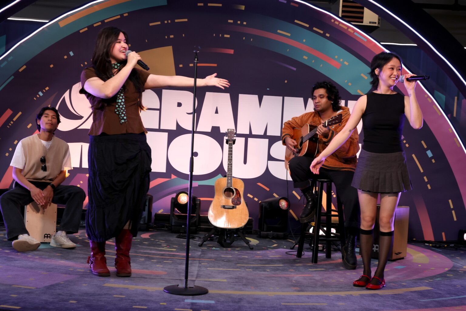 LOS ANGELES, CALIFORNIA - JANUARY 31: (L-R) Stephanie Poetri and Dorothy Chan perform onstage during Golden Hour at GRAMMY House during the 68th GRAMMY Awards at Rolling Greens on January 31, 2026 in Los Angeles, California. (Photo by Anna Webber/Getty Images for The Recording Academy)