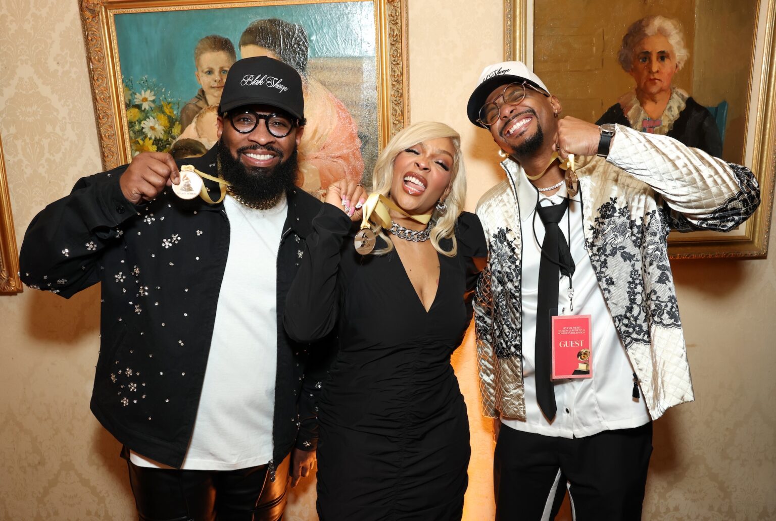 LOS ANGELES, CALIFORNIA - JANUARY 31: (L-R) Pastor Mike Jr., Adia Andrews and Terrell Pettus AKA Tvinci attend the Special Merit Awards Ceremony & 68th Annual GRAMMY Nominees Reception during the 68th GRAMMY Awards on January 31, 2026 in Los Angeles, California. (Photo by Monica Schipper/Getty Images for The Recording Academy)