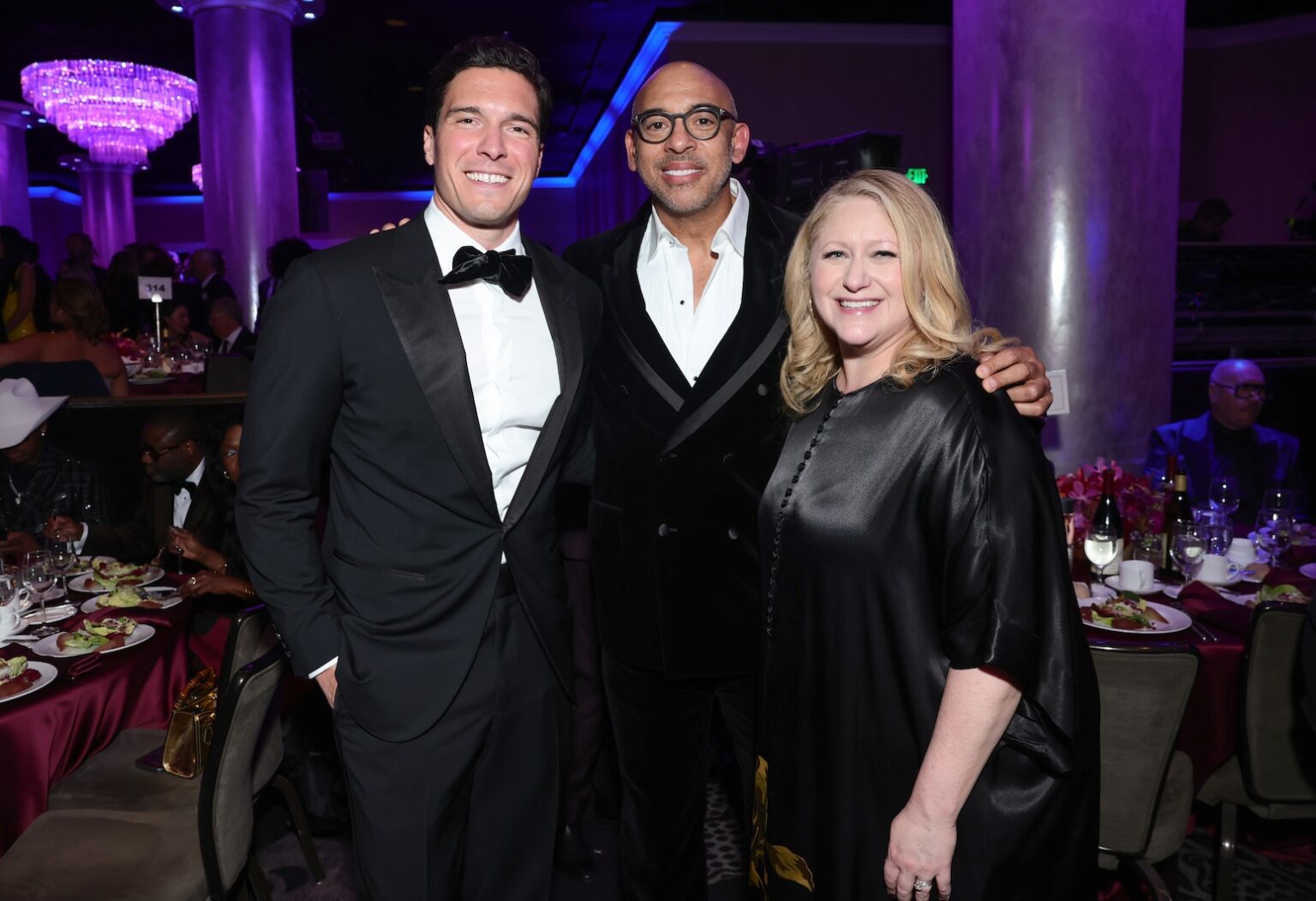 LOS ANGELES, CALIFORNIA - JANUARY 31: (L-R) Will Reeve, Harvey Mason jr., CEO, the Recording Academy and Debra O'Connell, President, ABC News Group & Disney Entertainment Networks, The Walt Disney Company attends the 68th GRAMMY Awards Pre-GRAMMY Gala & GRAMMY Salute to Industry Icons Honoring Avery Lipman & Monte Lipman on January 31, 2026 in Los Angeles, California. (Photo by Emma McIntyre/Getty Images for The Recording Academy)