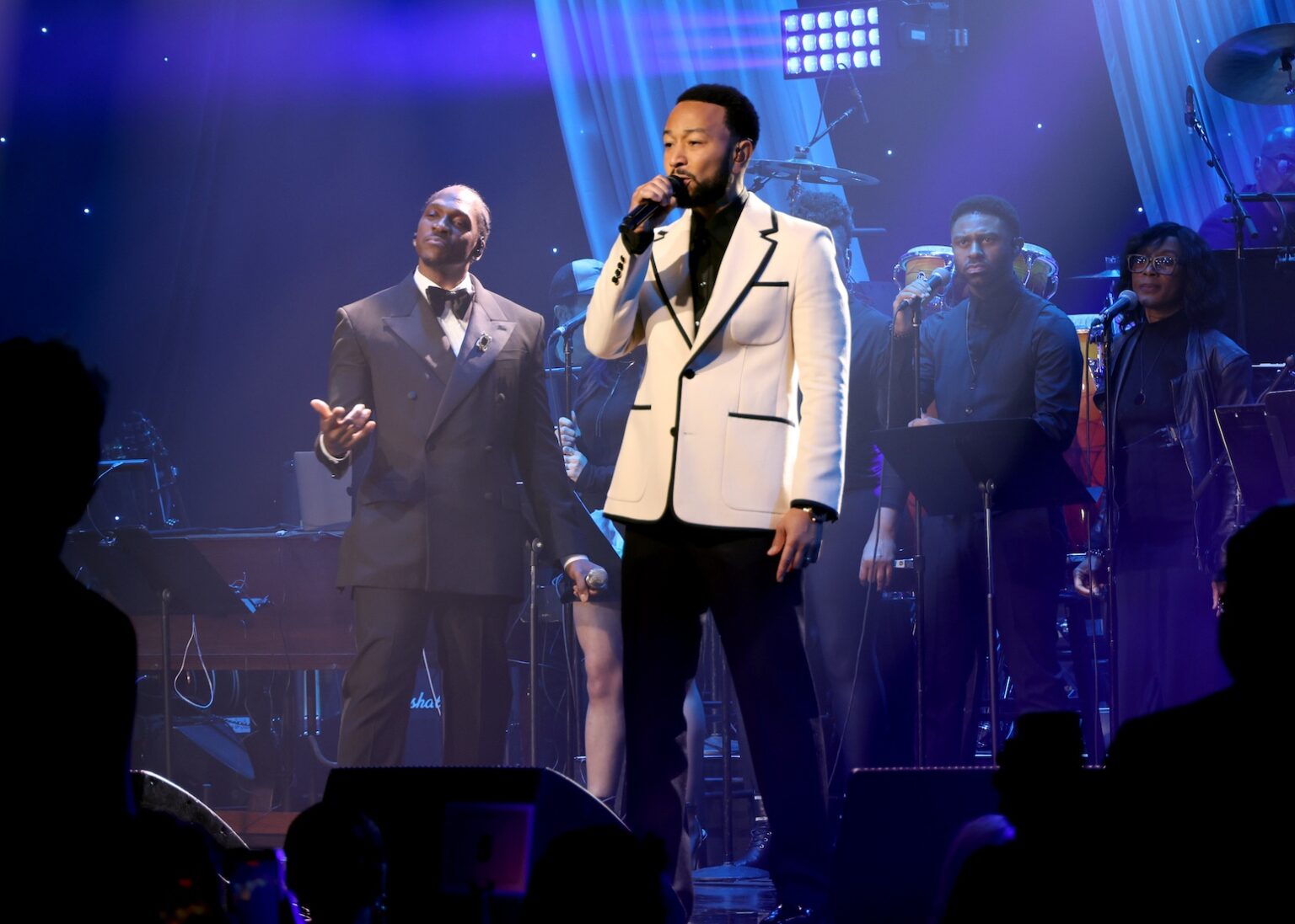LOS ANGELES, CALIFORNIA - JANUARY 31: John Legend performs onstage during the 68th GRAMMY Awards Pre-GRAMMY Gala & GRAMMY Salute to Industry Icons Honoring Avery Lipman & Monte Lipman on January 31, 2026 in Los Angeles, California. (Photo by Johnny Nunez/Getty Images for The Recording Academy)