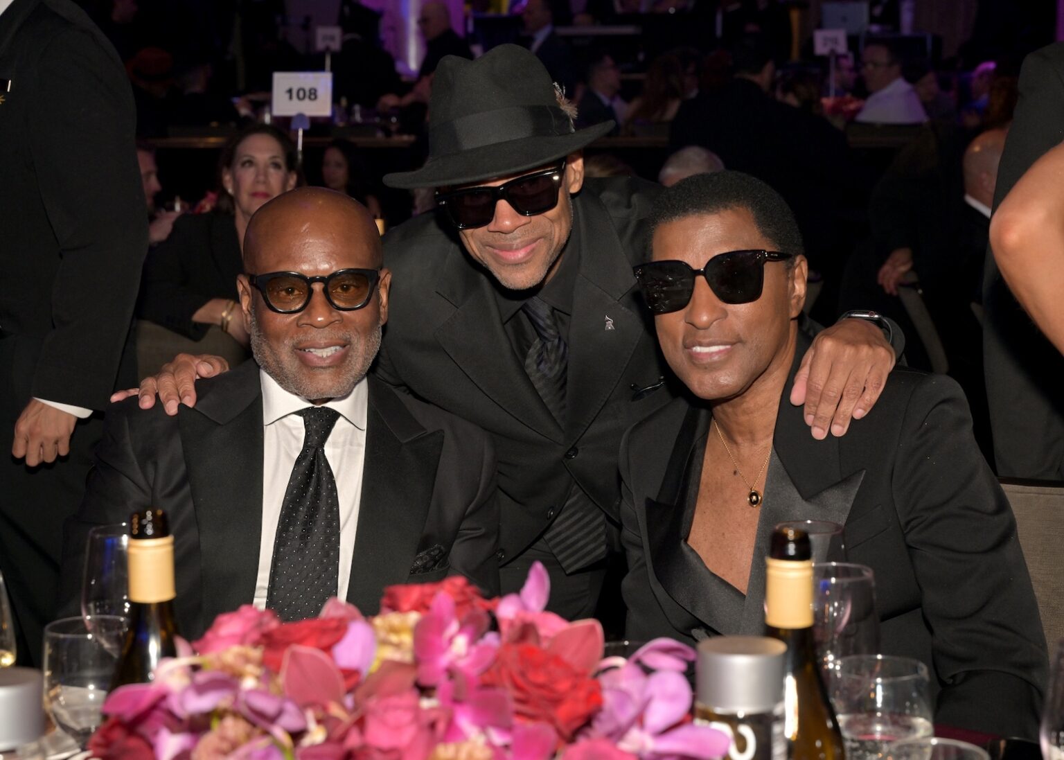 LOS ANGELES, CALIFORNIA - JANUARY 31: (L-R) L.A. Reid, Jimmy Jam and Babyface attend the 68th GRAMMY Awards Pre-GRAMMY Gala & GRAMMY Salute to Industry Icons Honoring Avery Lipman & Monte Lipman on January 31, 2026 in Los Angeles, California. (Photo by Lester Cohen/Getty Images for The Recording Academy)
