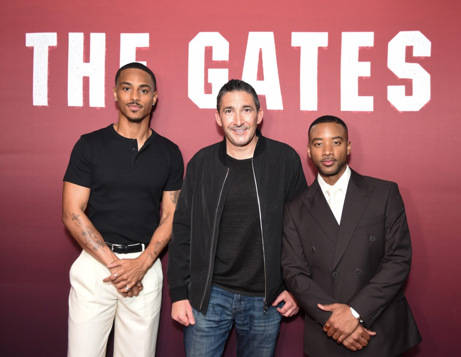 LOS ANGELES, CALIFORNIA - FEBRUARY 24: Keith Powers, Gary Glushon and Algee Smith attend Lionsgate's "The Gates" LA screening at Westwood iPic Theaters on February 24, 2026 in Los Angeles, California. (Photo by Vivien Killilea/Getty Images for Lionsgate)