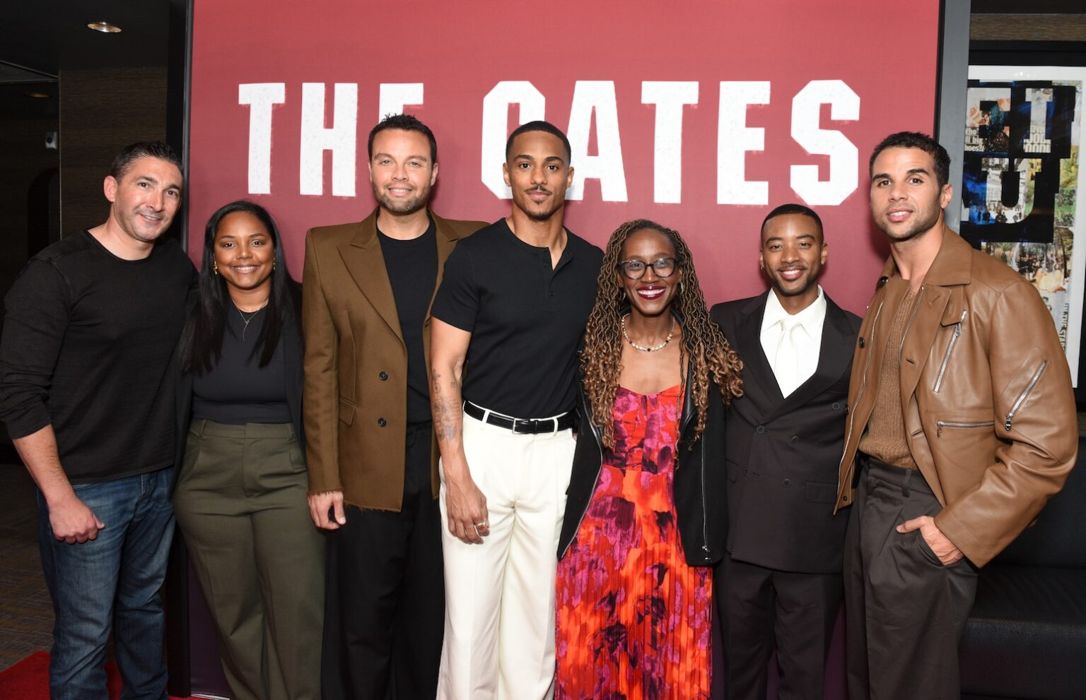 LOS ANGELES, CALIFORNIA - FEBRUARY 24: Gary Glushon, Daysha Broadway, John Burr, Keith Powers, Kamala Avila-Salmon, Algee Smith and Mason Gooding attend Lionsgate's "The Gates" LA screening at Westwood iPic Theaters on February 24, 2026 in Los Angeles, California. (Photo by Vivien Killilea/Getty Images for Lionsgate)