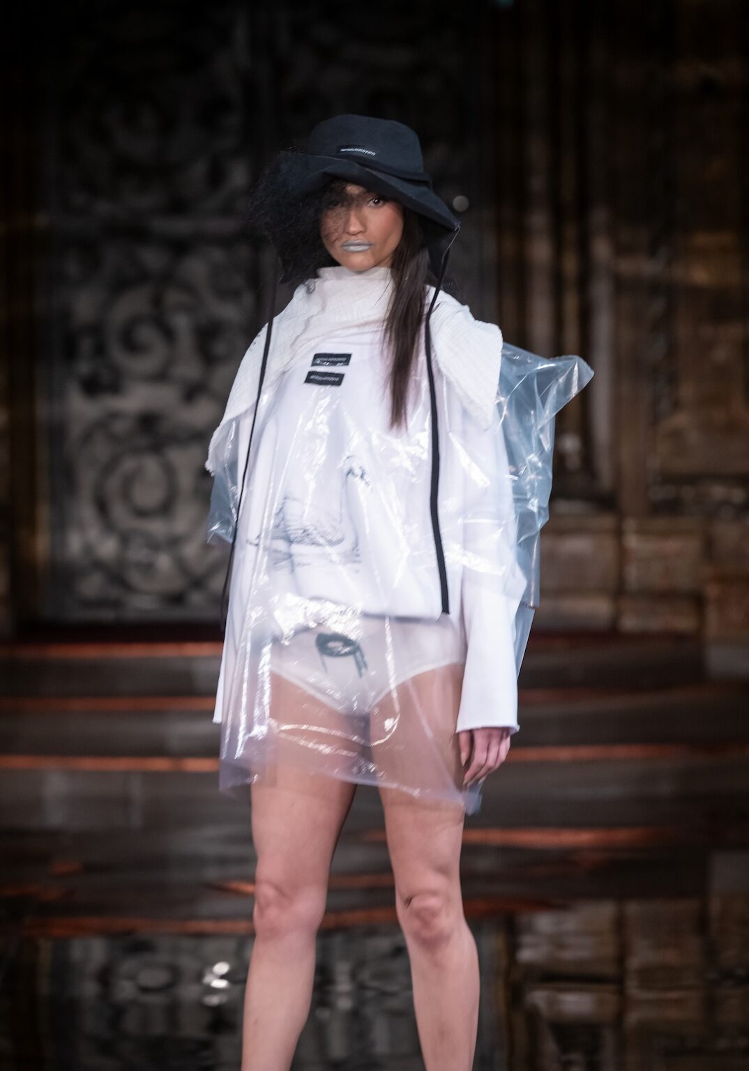 NEW YORK, NEW YORK - FEBRUARY 13: A model walks the runway at the Kentaro show during New York Fashion Week Powered By Art Hearts Fashion at The Angel Orensanz Foundation on February 13, 2026 in New York City. (Photo by Mark Gunter/Getty Images for Art Hearts Fashion)