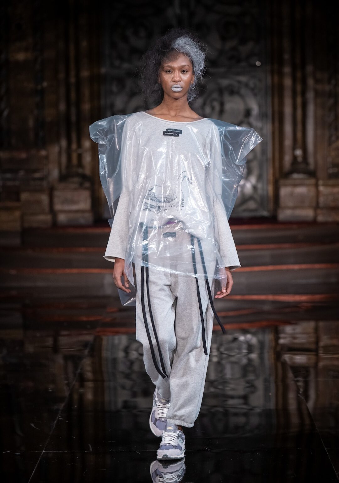NEW YORK, NEW YORK - FEBRUARY 13: A model walks the runway at the Kentaro show during New York Fashion Week Powered By Art Hearts Fashion at The Angel Orensanz Foundation on February 13, 2026 in New York City. (Photo by Mark Gunter/Getty Images for Art Hearts Fashion)