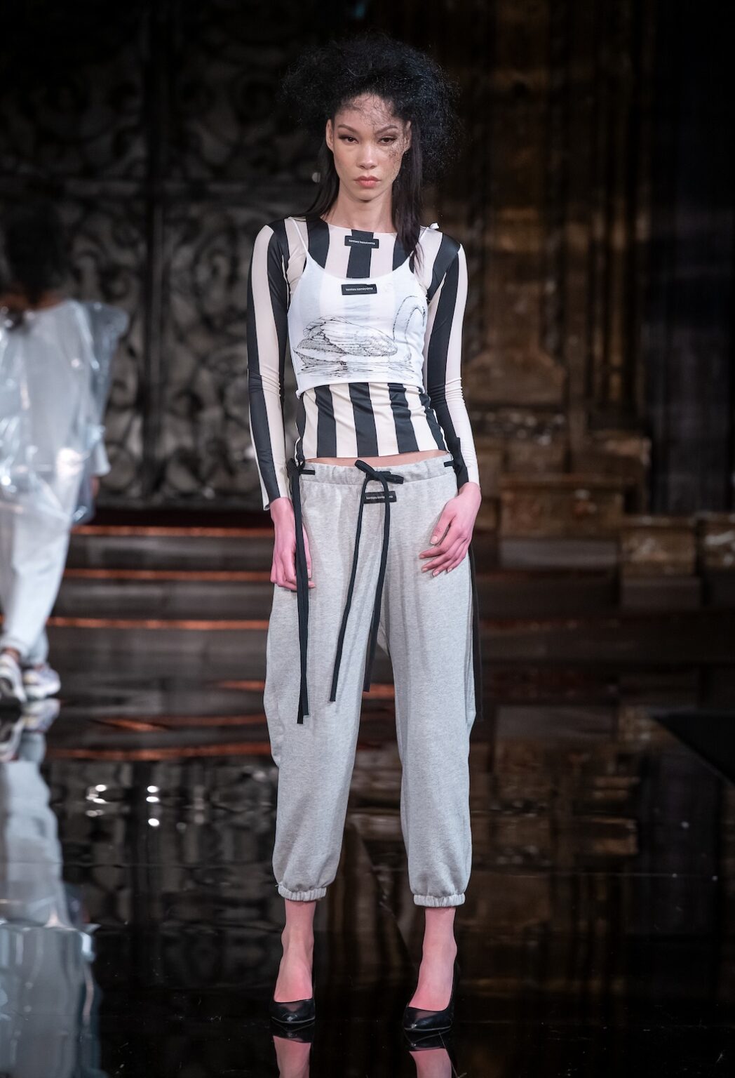 NEW YORK, NEW YORK - FEBRUARY 13: A model walks the runway at the Kentaro show during New York Fashion Week Powered By Art Hearts Fashion at The Angel Orensanz Foundation on February 13, 2026 in New York City. (Photo by Mark Gunter/Getty Images for Art Hearts Fashion)