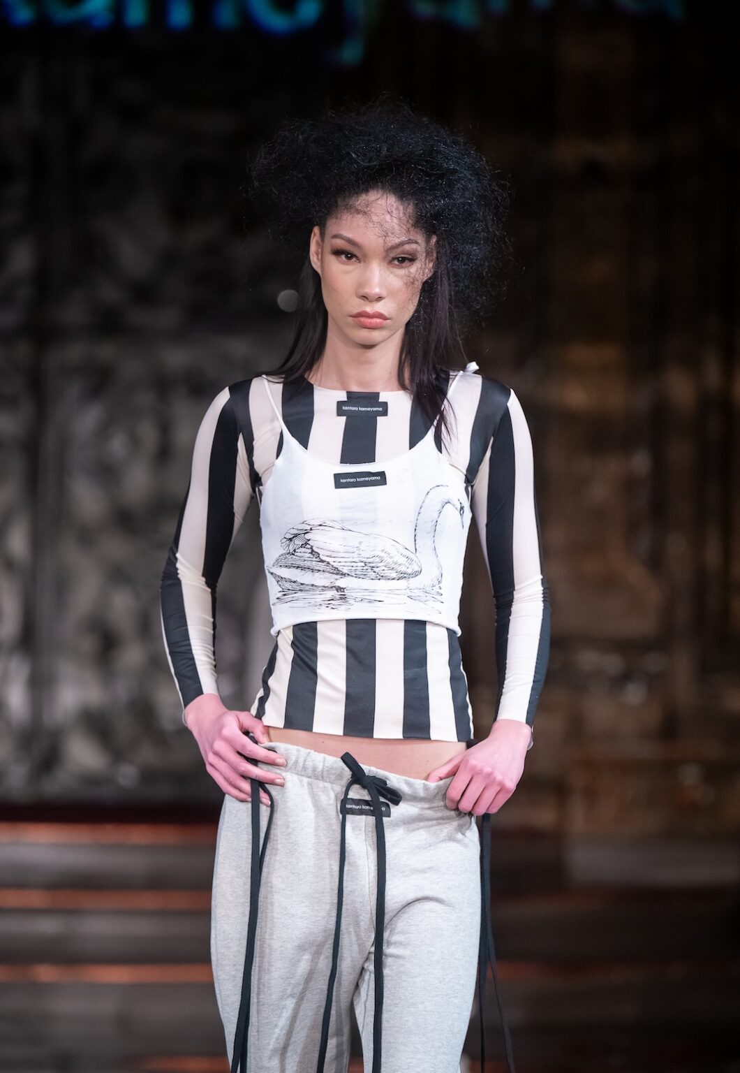 NEW YORK, NEW YORK - FEBRUARY 13: A model walks the runway at the Kentaro show during New York Fashion Week Powered By Art Hearts Fashion at The Angel Orensanz Foundation on February 13, 2026 in New York City. (Photo by Mark Gunter/Getty Images for Art Hearts Fashion)