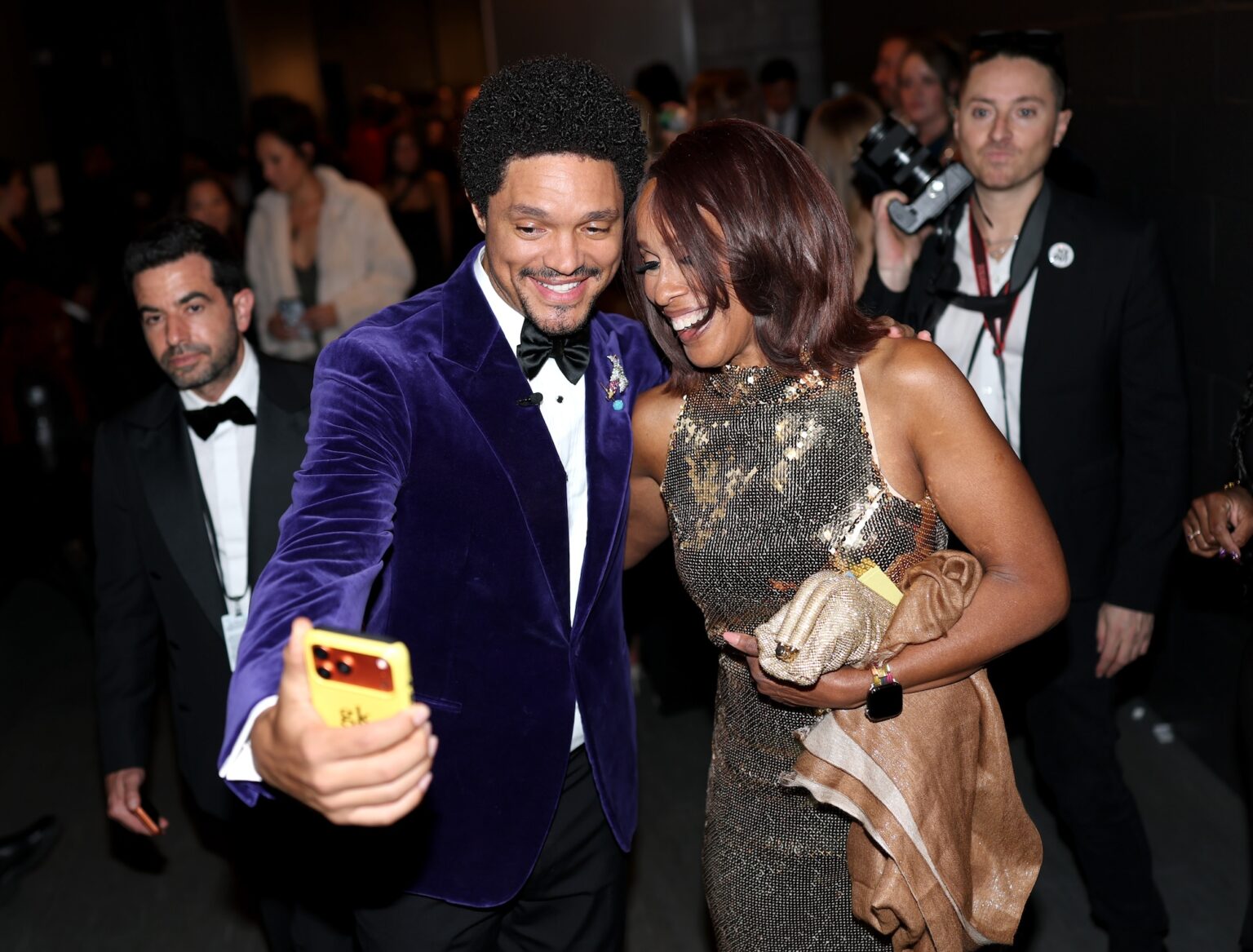 LOS ANGELES, CALIFORNIA - FEBRUARY 01: (L-R) Trevor Noah and Gayle King attend the 68th GRAMMY Awards at Crypto.com Arena on February 01, 2026 in Los Angeles, California. (Photo by Matt Winkelmeyer/Getty Images for The Recording Academy)