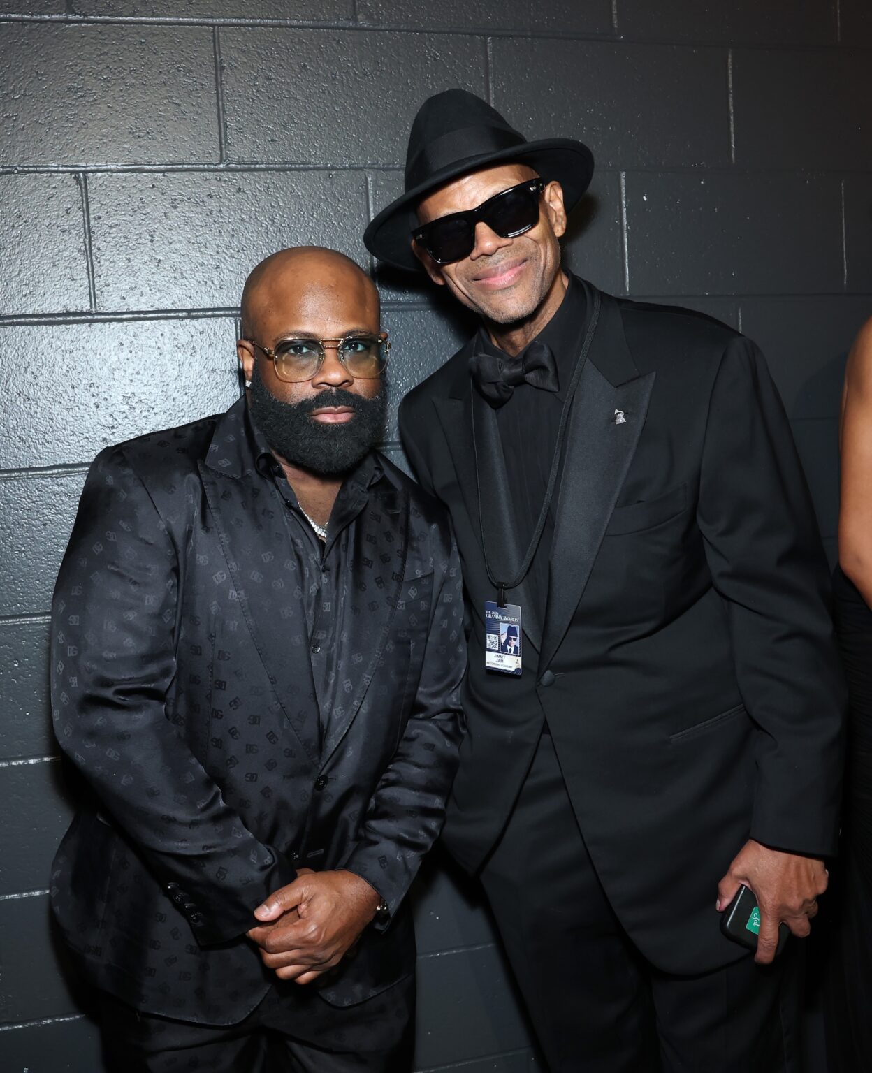 LOS ANGELES, CALIFORNIA - FEBRUARY 01: (L-R) Kimbo Slice and Jimmy Jam attend the 68th GRAMMY Awards at Crypto.com Arena on February 01, 2026 in Los Angeles, California. (Photo by Monica Schipper/Getty Images for The Recording Academy)