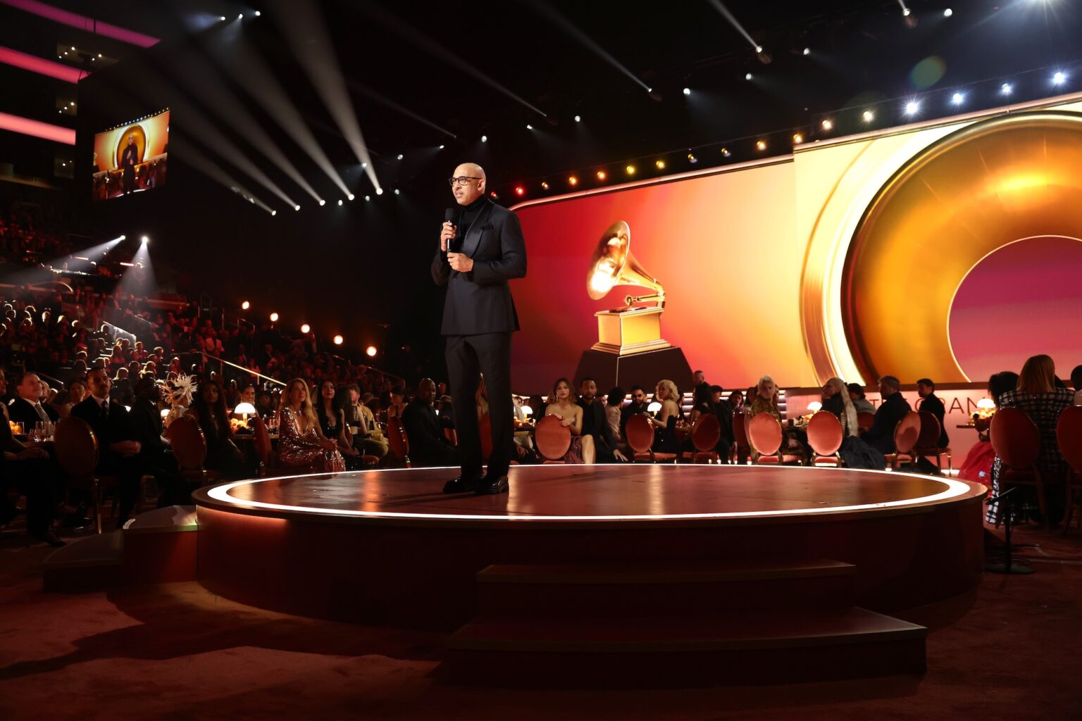 LOS ANGELES, CALIFORNIA - FEBRUARY 01: Harvey Mason jr., CEO, the Recording Academy, speaks onstage during the 68th GRAMMY Awards at Crypto.com Arena on February 01, 2026 in Los Angeles, California. (Photo by Emma McIntyre/Getty Images for The Recording Academy)