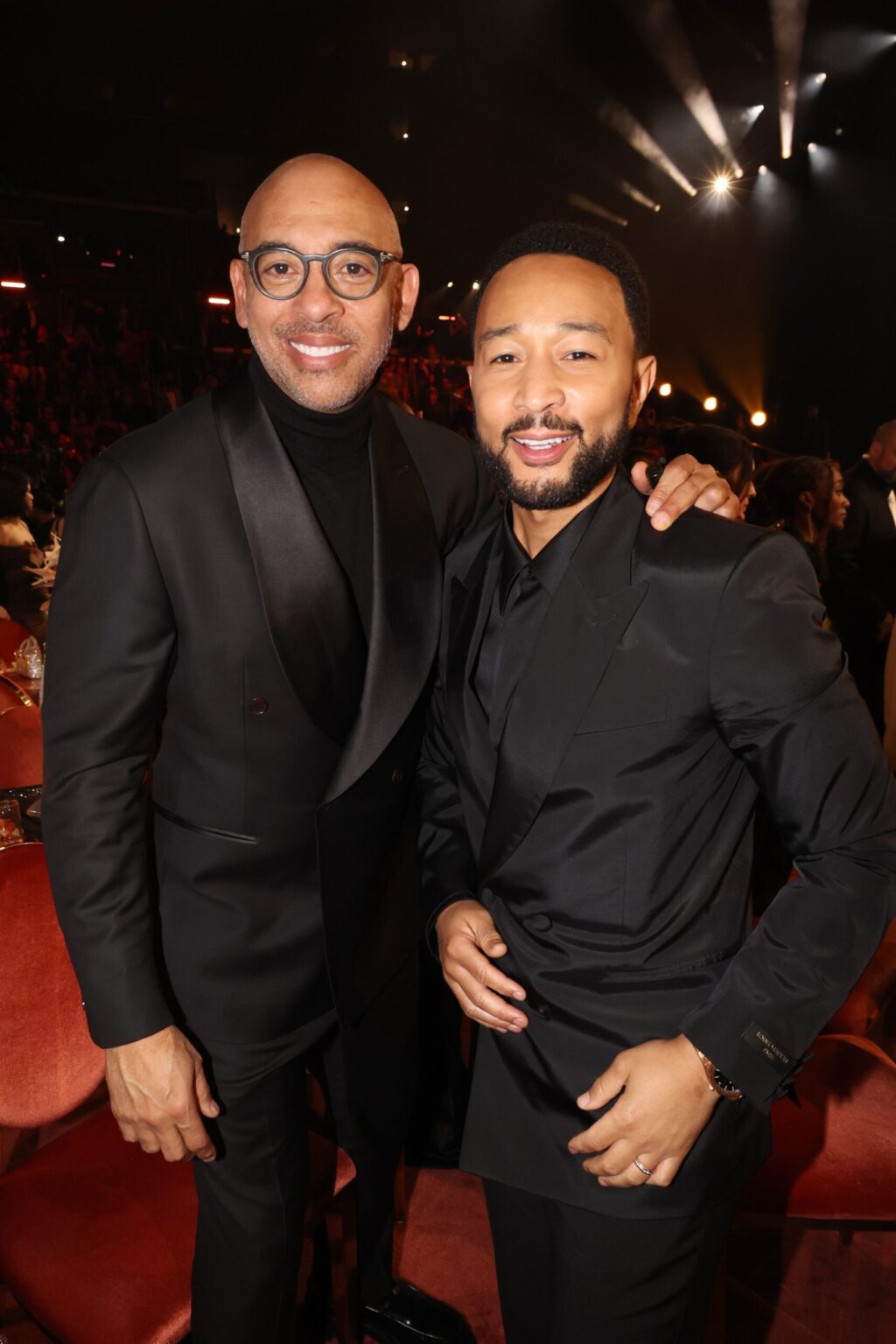 LOS ANGELES, CALIFORNIA - FEBRUARY 01: (L-R) Harvey Mason Jr. and John Legend attend the 68th GRAMMY Awards at Crypto.com Arena on February 01, 2026 in Los Angeles, California. (Photo by Johnny Nunez/Getty Images for The Recording Academy)