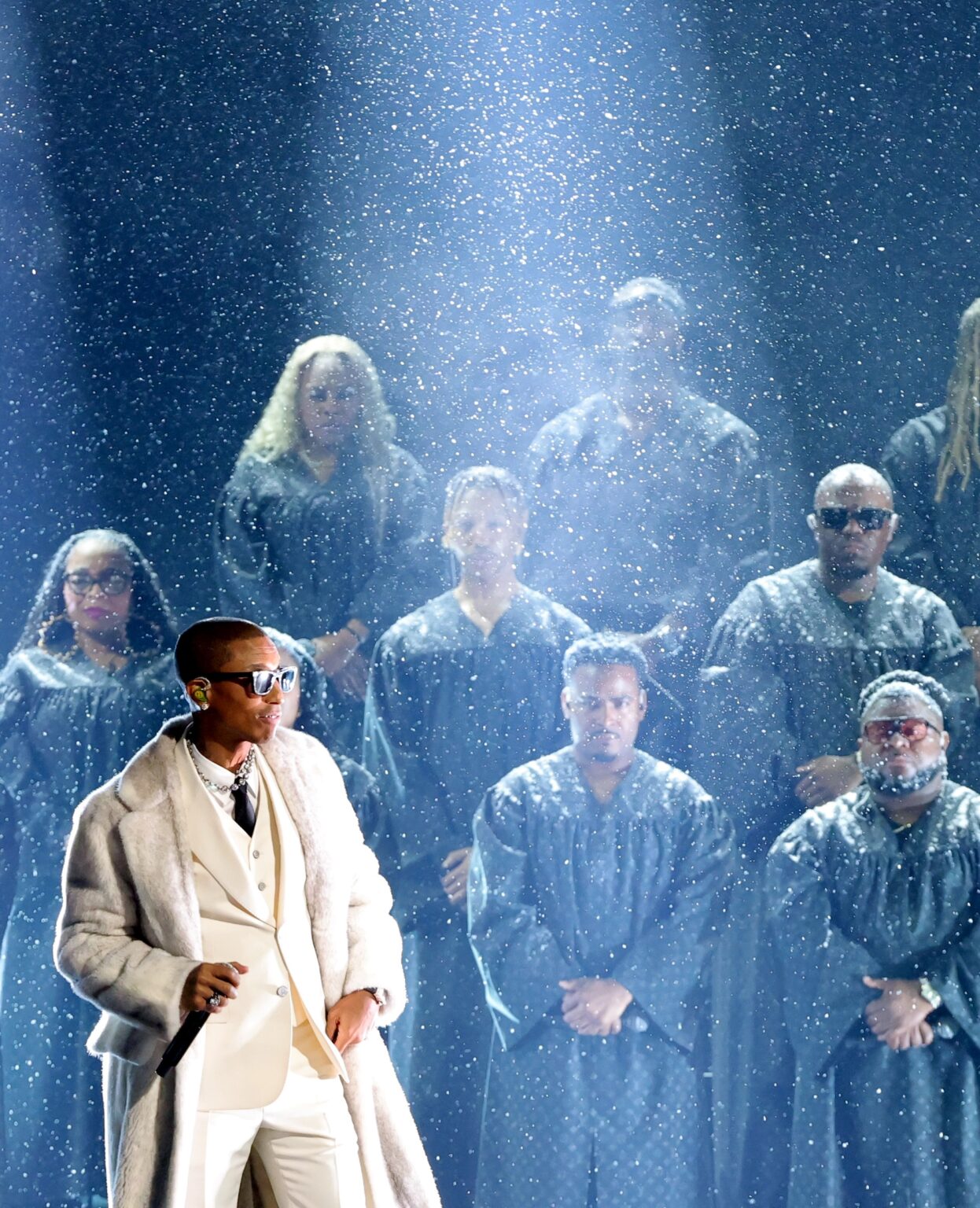 LOS ANGELES, CALIFORNIA - FEBRUARY 01: Pharrell Williams performs onstage during the 68th GRAMMY Awards at Crypto.com Arena on February 01, 2026 in Los Angeles, California. (Photo by Kevin Winter/Getty Images for The Recording Academy)