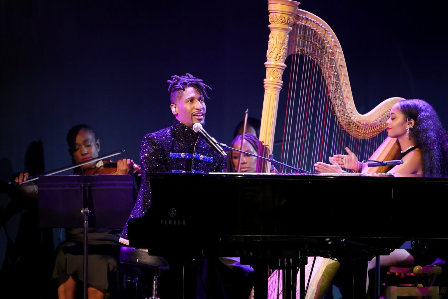 LOS ANGELES, CALIFORNIA - FEBRUARY 01: Jon Batiste performs onstage during the 68th GRAMMY Awards at Crypto.com Arena on February 01, 2026 in Los Angeles, California. (Photo by Kevin Winter/Getty Images for The Recording Academy)