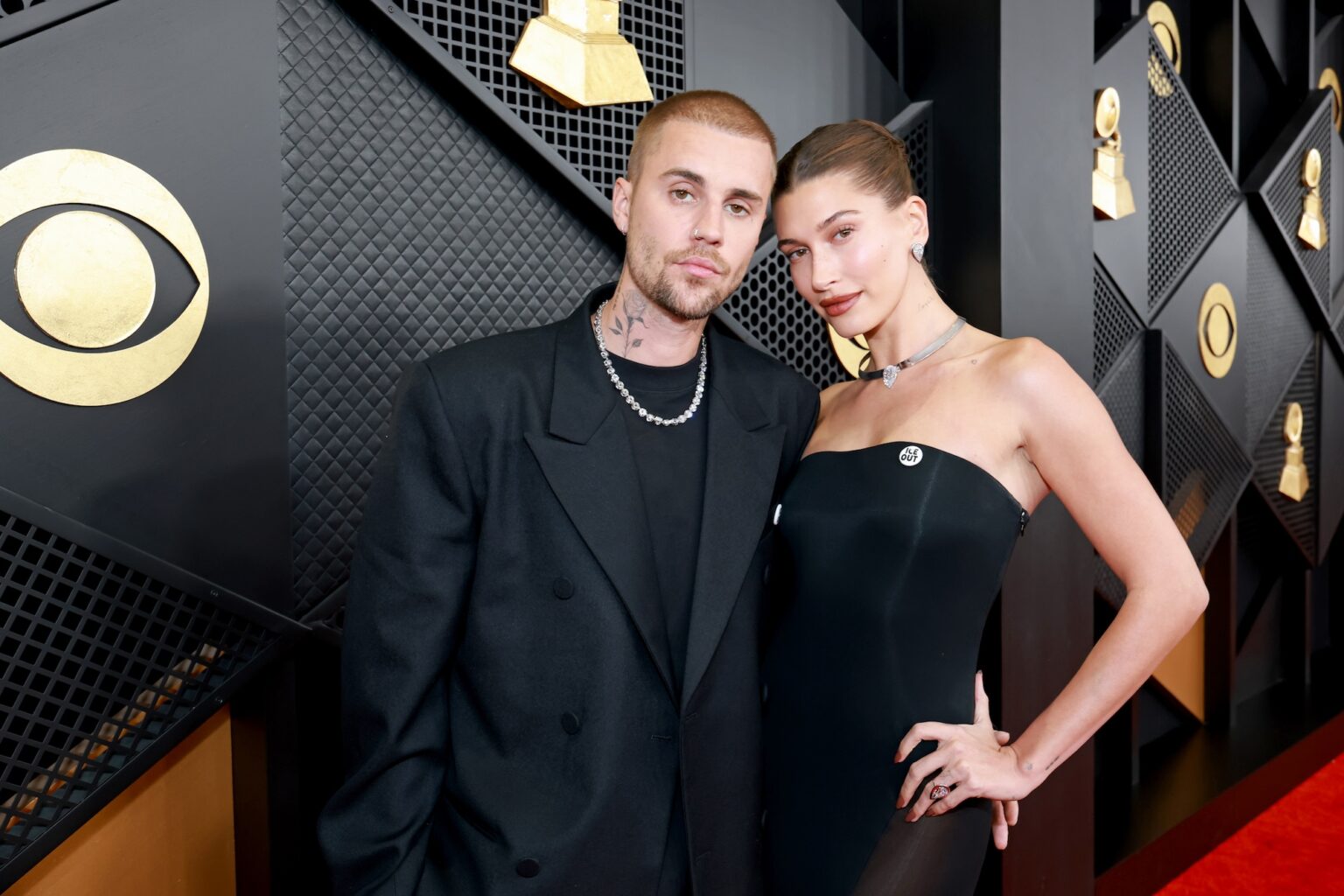 LOS ANGELES, CALIFORNIA - FEBRUARY 01: Justin Bieber and Hailey Bieber attend the 68th GRAMMY Awards on February 01, 2026 in Los Angeles, California. (Photo by Kevin Mazur/Getty Images for The Recording Academy)