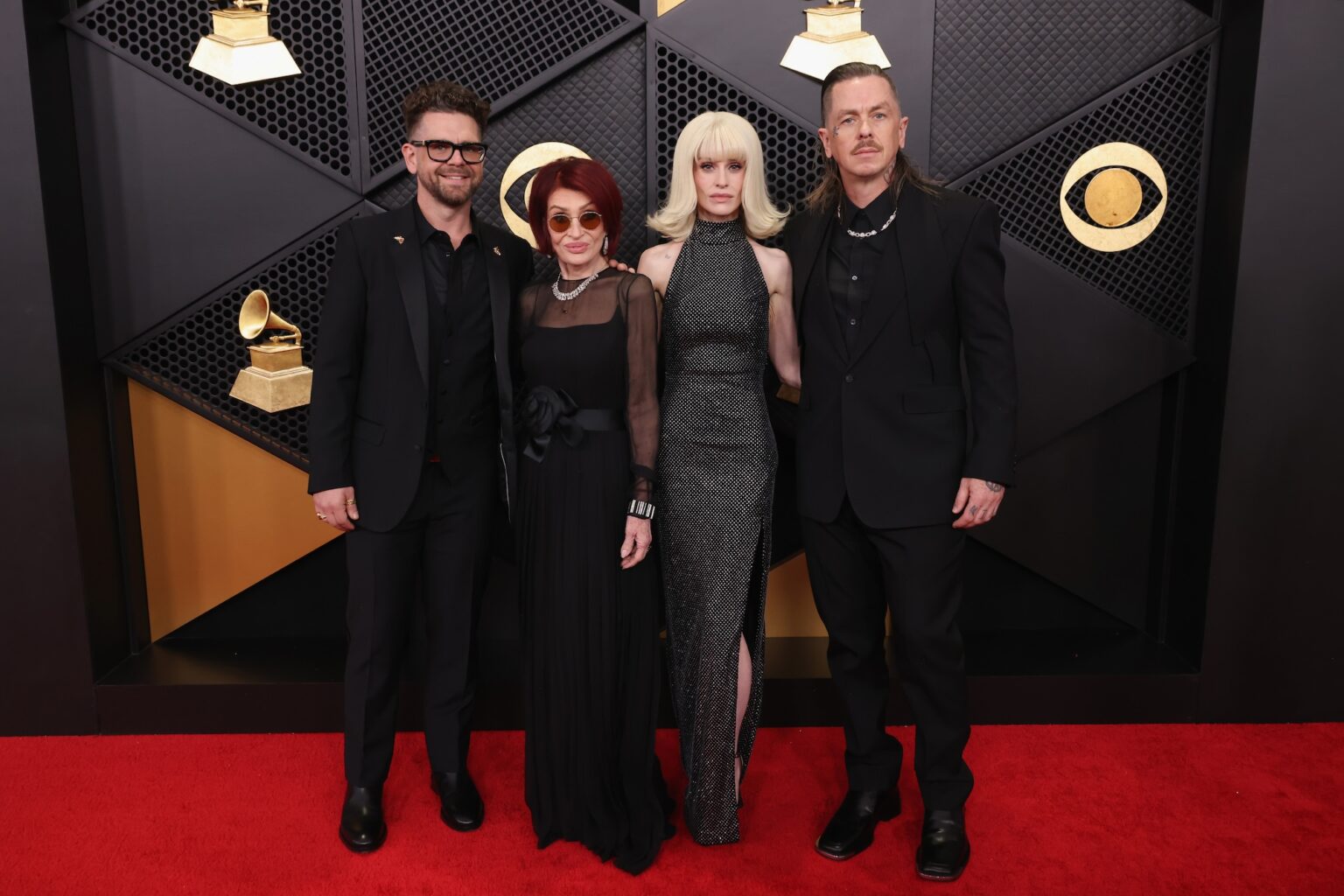 LOS ANGELES, CALIFORNIA - FEBRUARY 01: (L-R) Jack Osbourne, Sharon Osbourne, Kelly Osbourne and Sid Wilson attend the 68th GRAMMY Awards on February 01, 2026 in Los Angeles, California. (Photo by John Shearer/Getty Images for The Recording Academy)